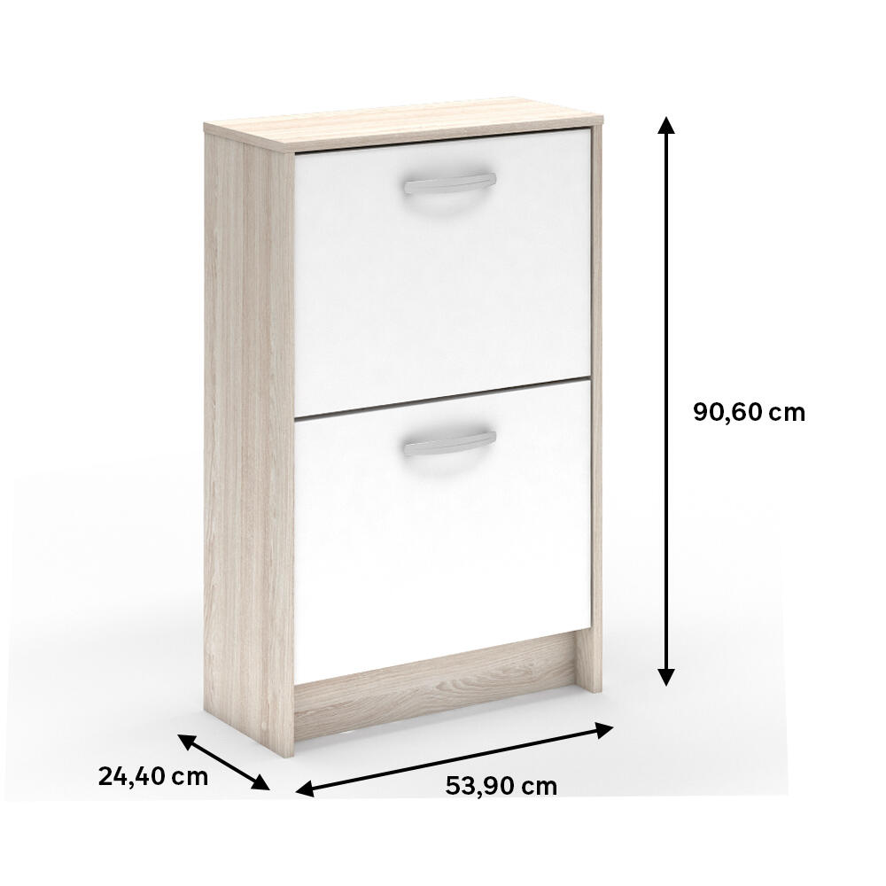 Zapatero Nano con 3 compartimentos para 8 pares en melamina color blanco 53.9x90.6x24.4 cm - 2