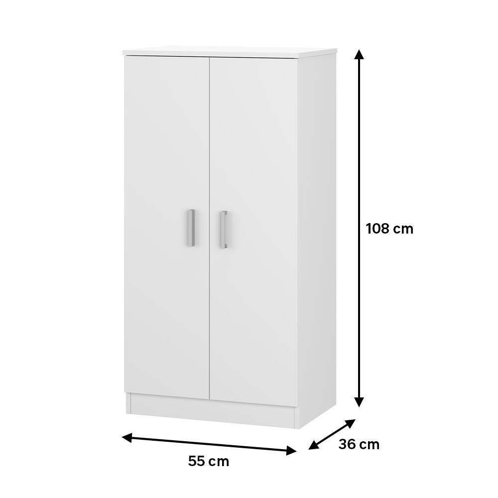 Zapatero Basic con 2 compartimentos para 21 pares en melamina color blanco 55x108x36 cm - 2