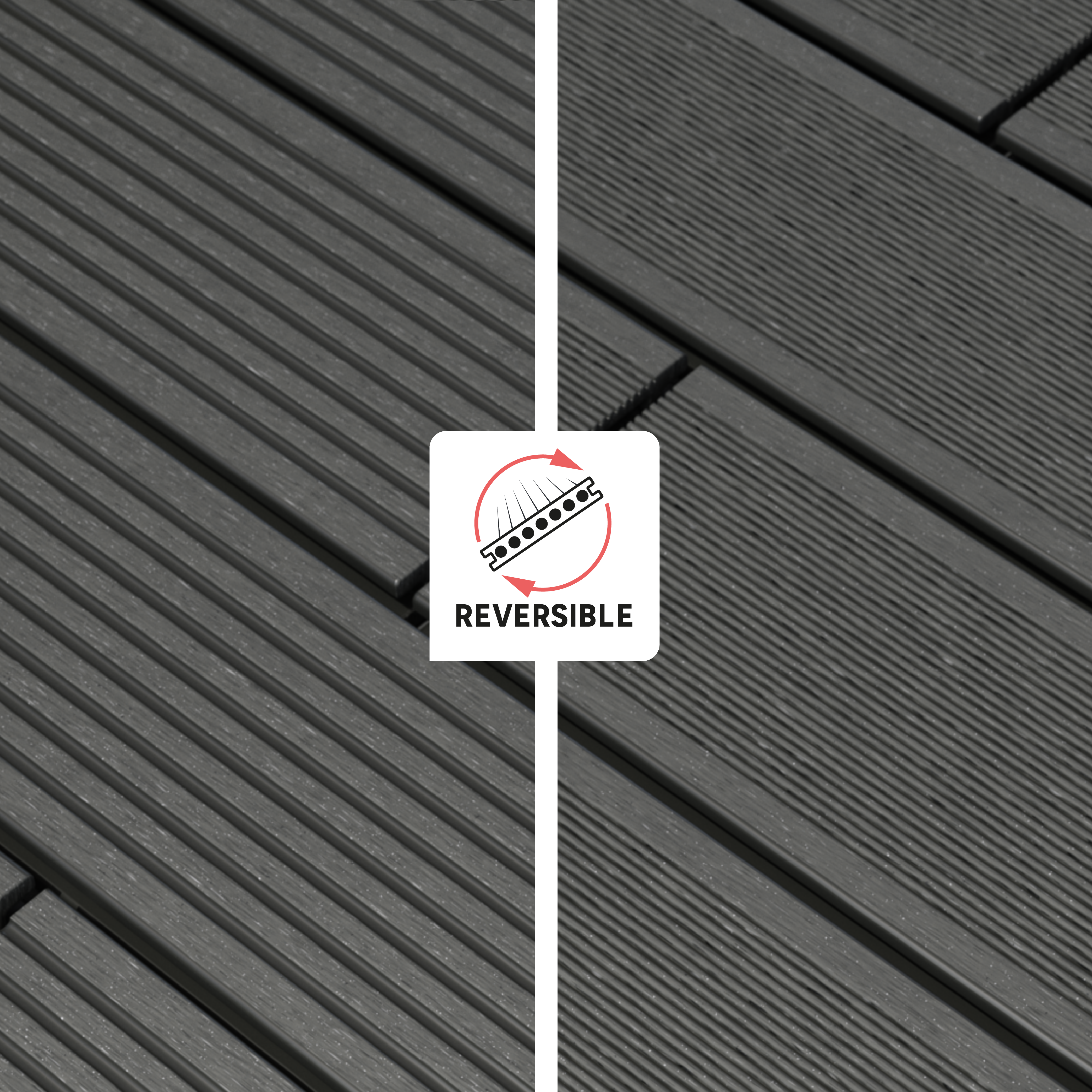 Listone con fissaggio a clip da esterno in composito di legno e plastica (wpc) effetto legno grigio antracite L 220 x L 11 cm x Sp. 20 mm TATRIA - 2