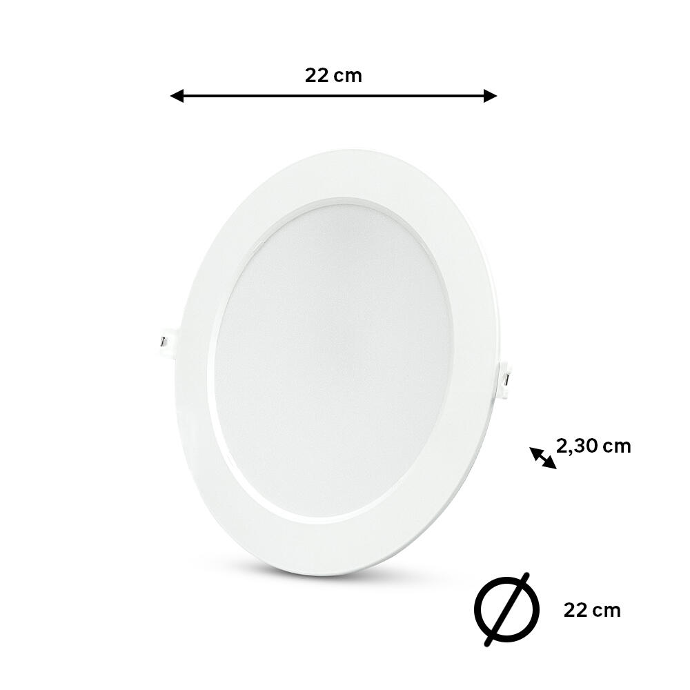 Pack de 4 downlight LED empotrable GARZA RED blanco redondo ø22 cm 1950 lm 18 W luz blanco frío 6500K CRI 89-80 luz natural y fiel IP20 - Foco LED empotrado para techos - 3