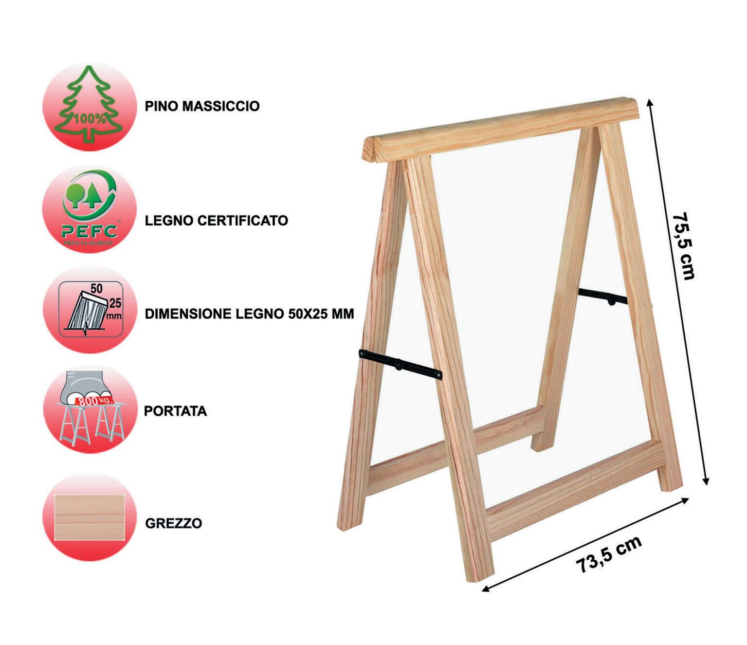 Cavalletto pino Professionale L 73.5 x P 73.5 x H 75.5 cm legno naturale - 7