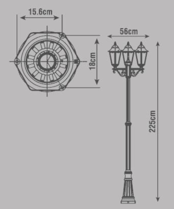 Lampione da giardino, Monza H 225 cm, nero, IP44 INSPIRE - 8