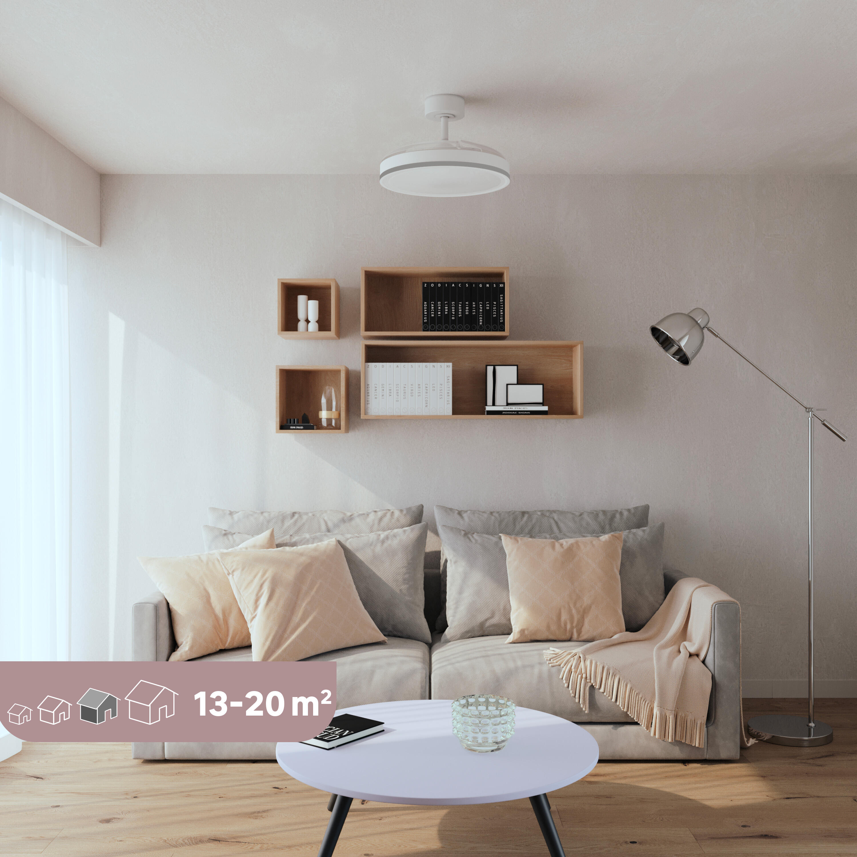 Ventilador de techo con luz exterior silencioso DC 30W con mando ø107 cm Bosa INSPIRE blanco luz CCT 3 aspas retráctiles tipo lámpara| 6 velocidades| modo verano/invierno| temporizador| brisa| recomendado de 13 a 20m² - 13
