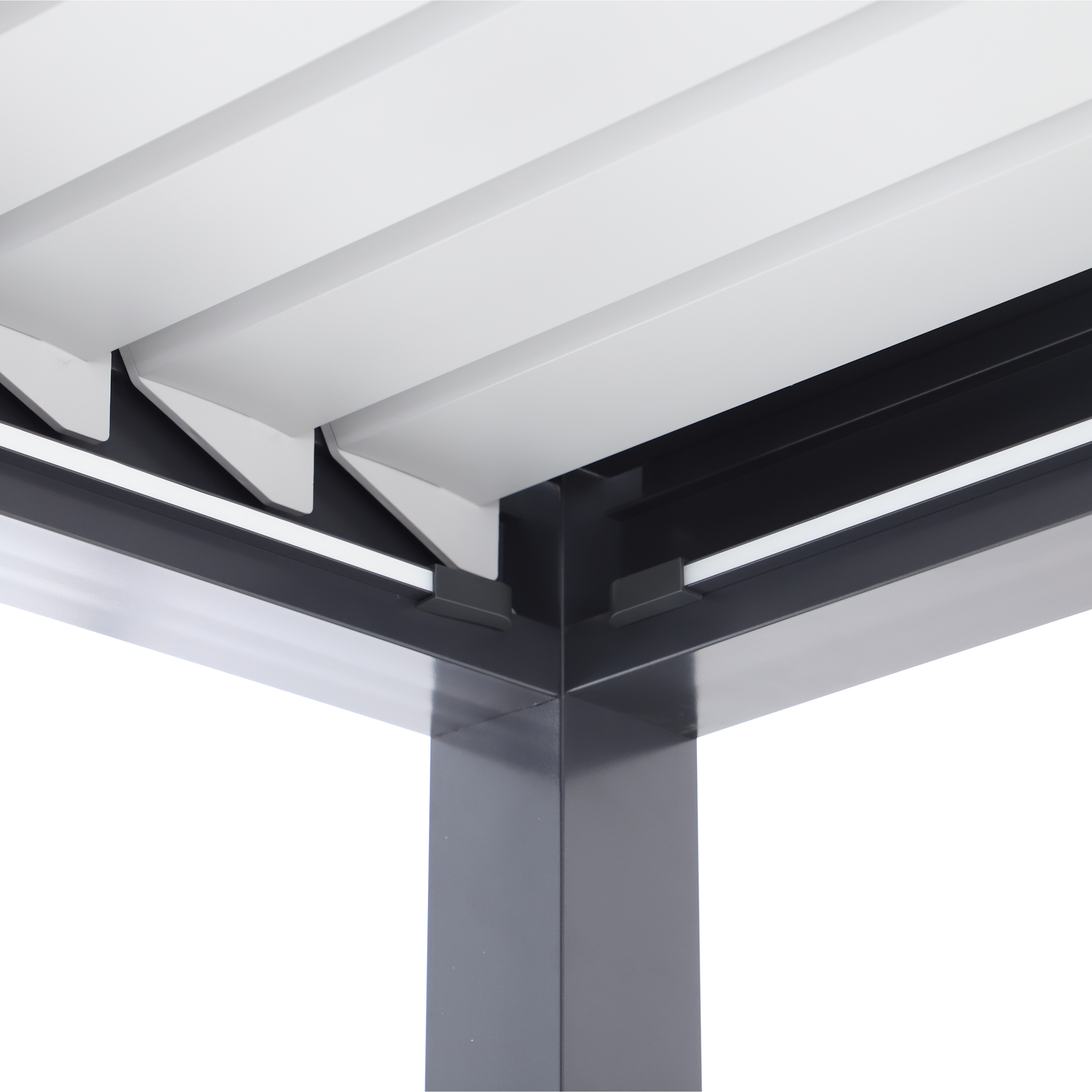 Pergola bioclimatica 3x4m motorizzata in alluminio, antracite, con illuminazione LED - Clima Astra NATERIAL - 16