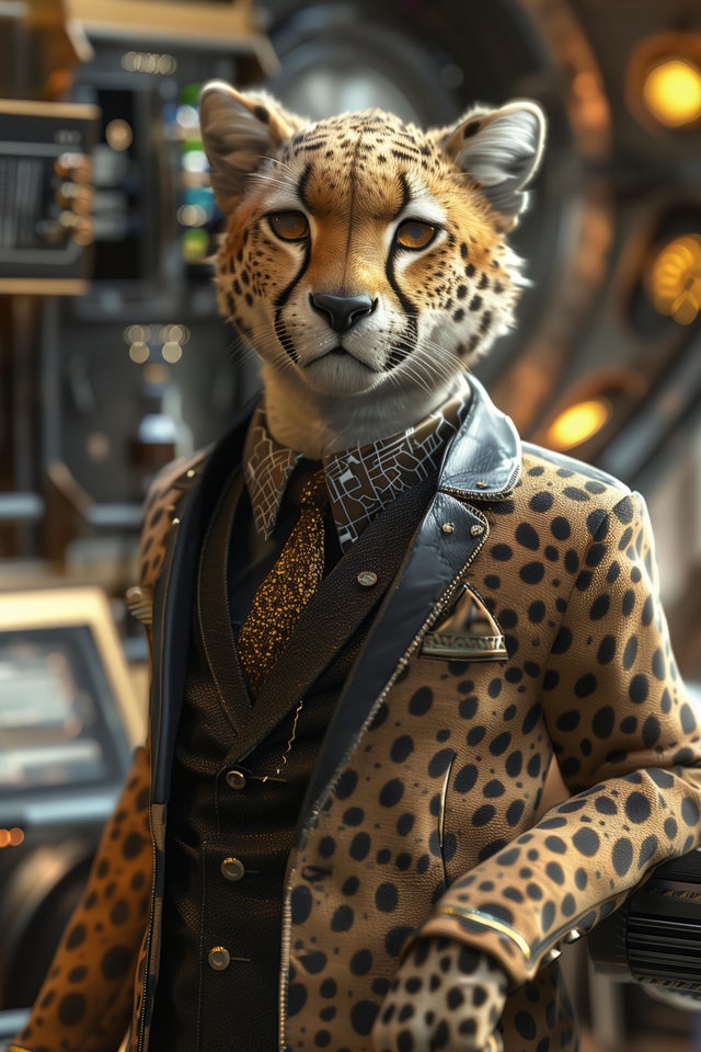 Toile Guépard élégant, multicouleur CEANOTHE l.44.5 x H.65 cm