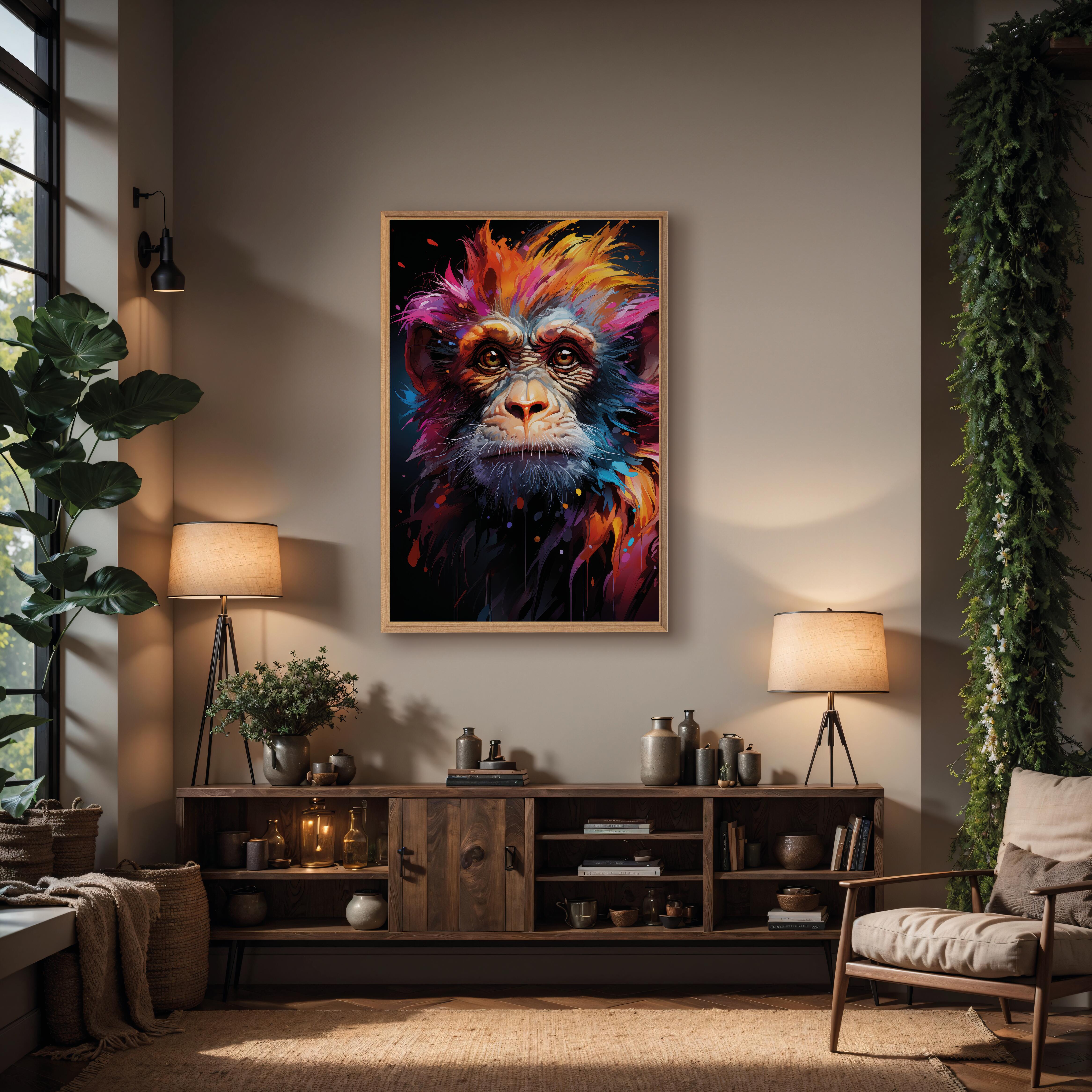 Affiche encadrée Singe vibrant CEANOTHE l.94.7 x H.65.2 cm - 2
