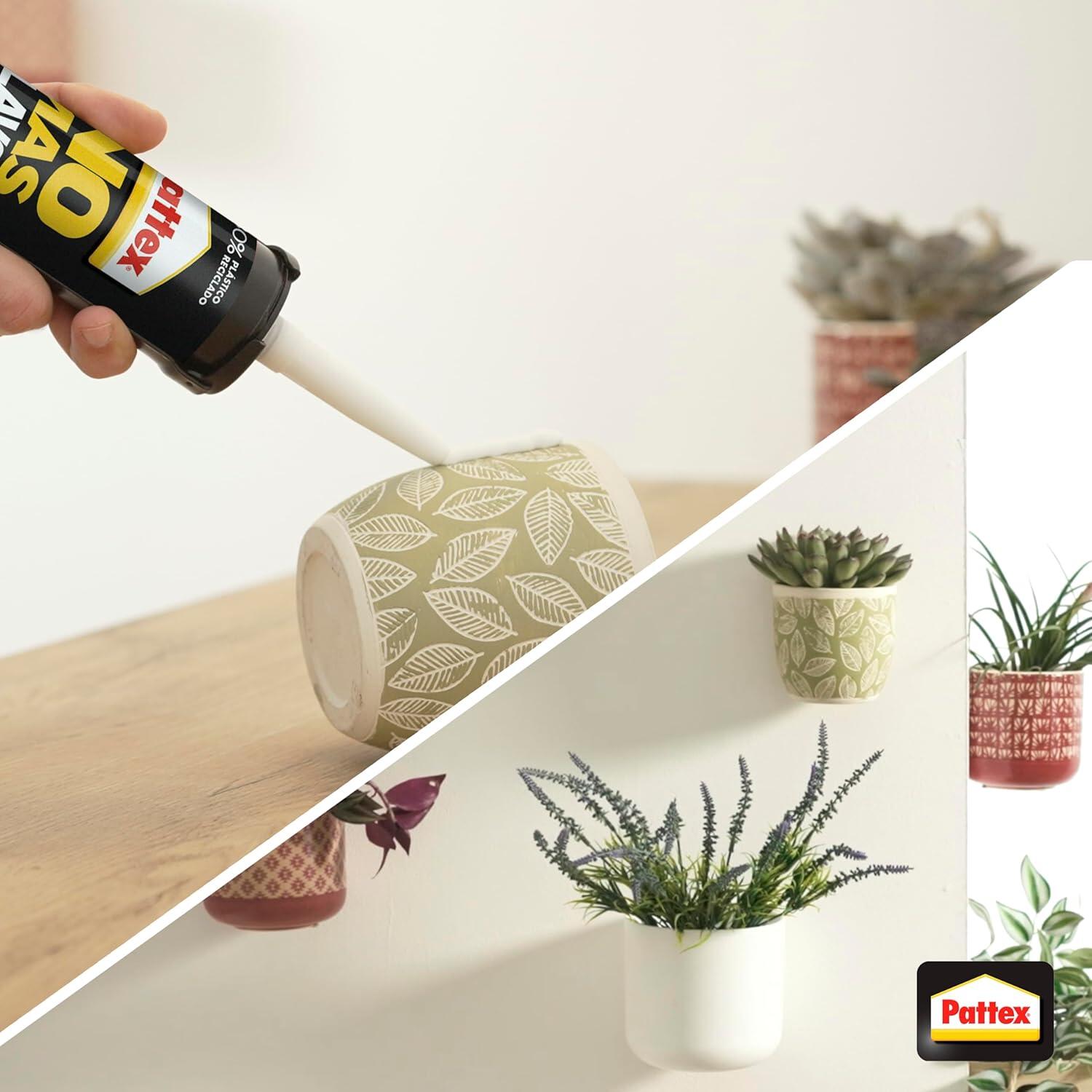 Adhesivo montaje PATTEX No Más Clavos 370 gr transparente para aluminio, madera, metal, aplicación con pistola, resiste a las heladas. Para fijar un material a una superficie. - 3