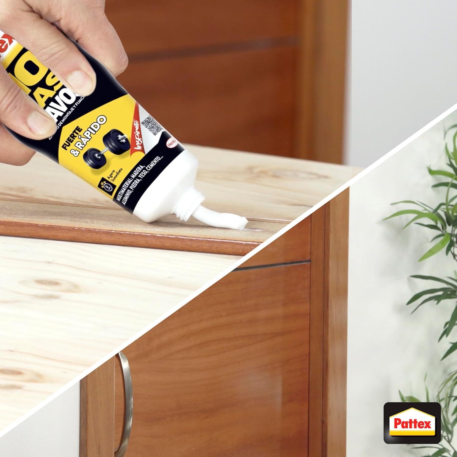 Adhesivo montaje PATTEX No Más Clavos 250 gr transparente, resiste a las heladas. Para fijar un material a una superficie. - 4