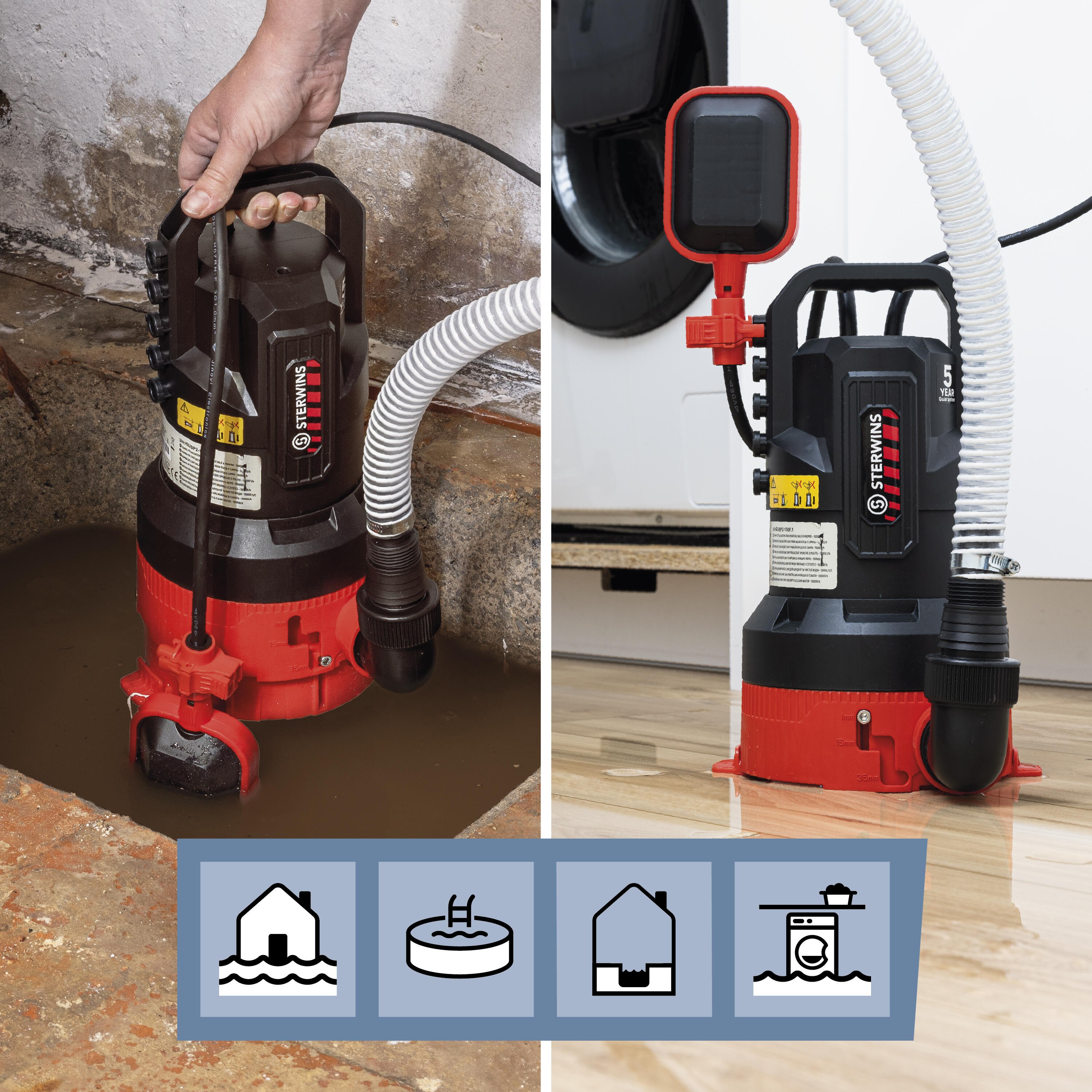 Pompa drenażowa do wody czystej i brudnej 15000 l/h 550W Sterwins - 2