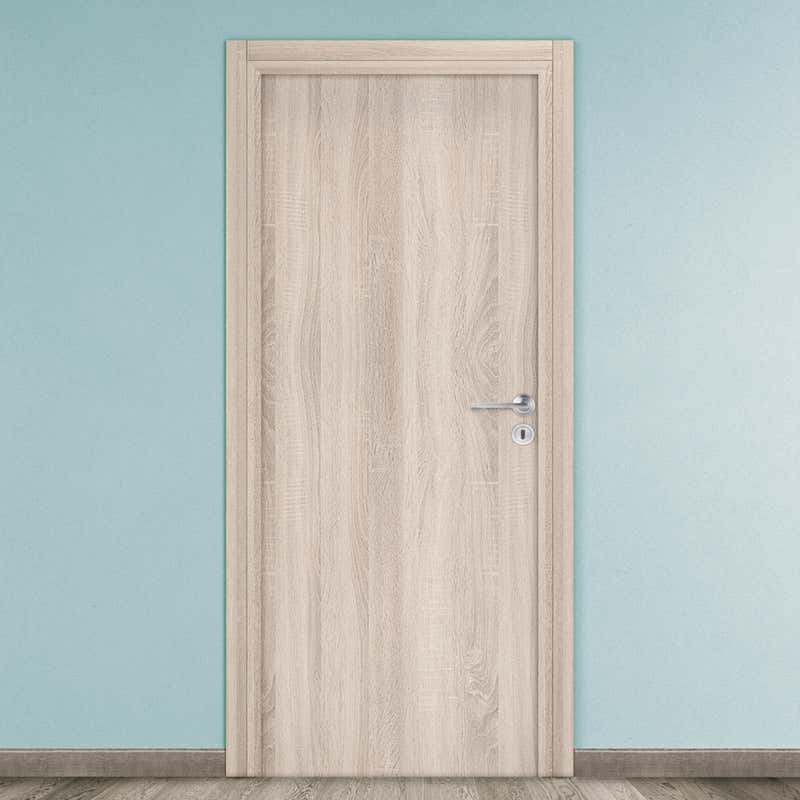 Porta interna a battente in MDF L 80 x H 210 cm, rovere, apertura reversibile BRUSH