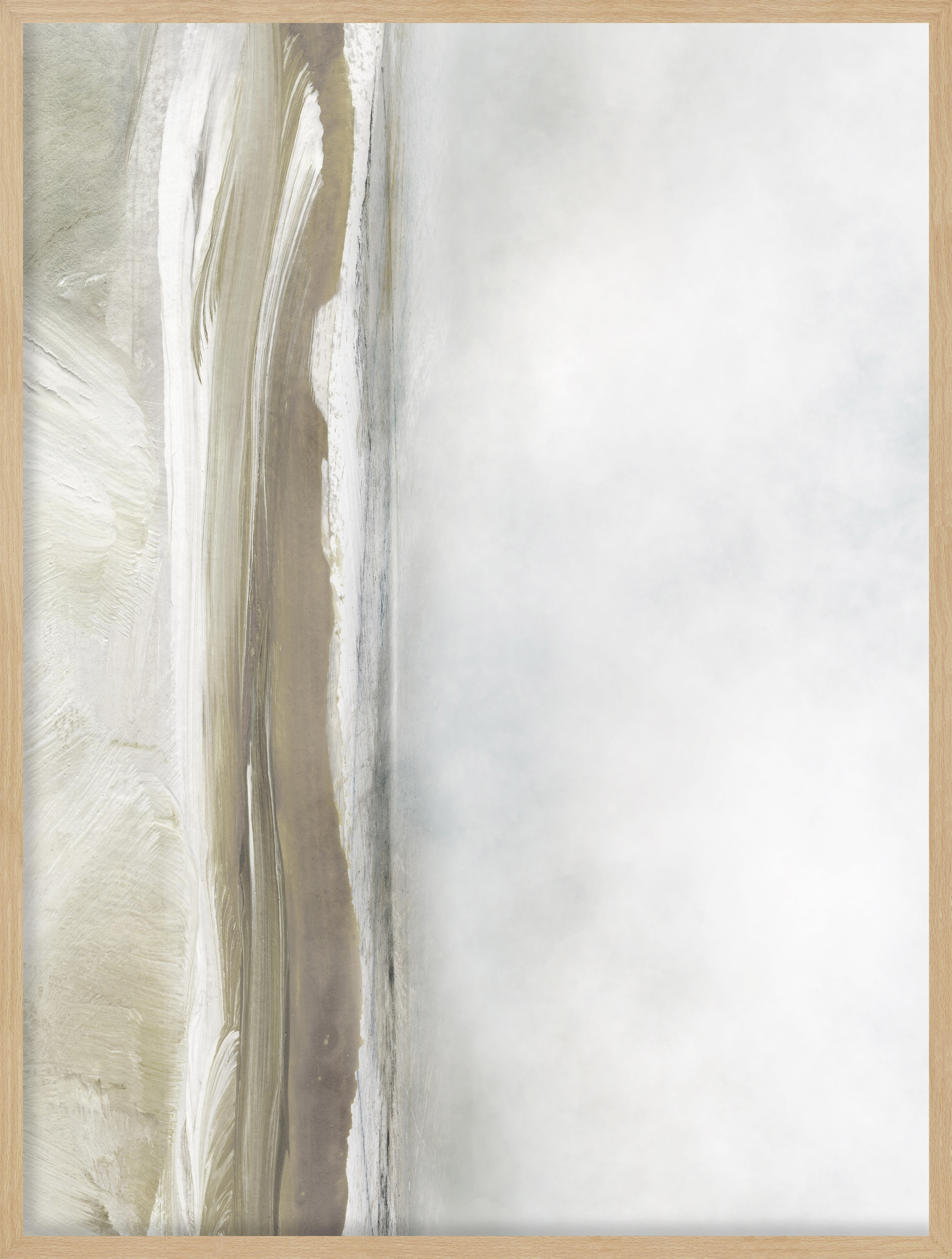 Cuadro pintura impresa enmarcada Abstracto rectangular de 82 x 62 cm. Papel Bruma tierra. Marco color Roble - 2