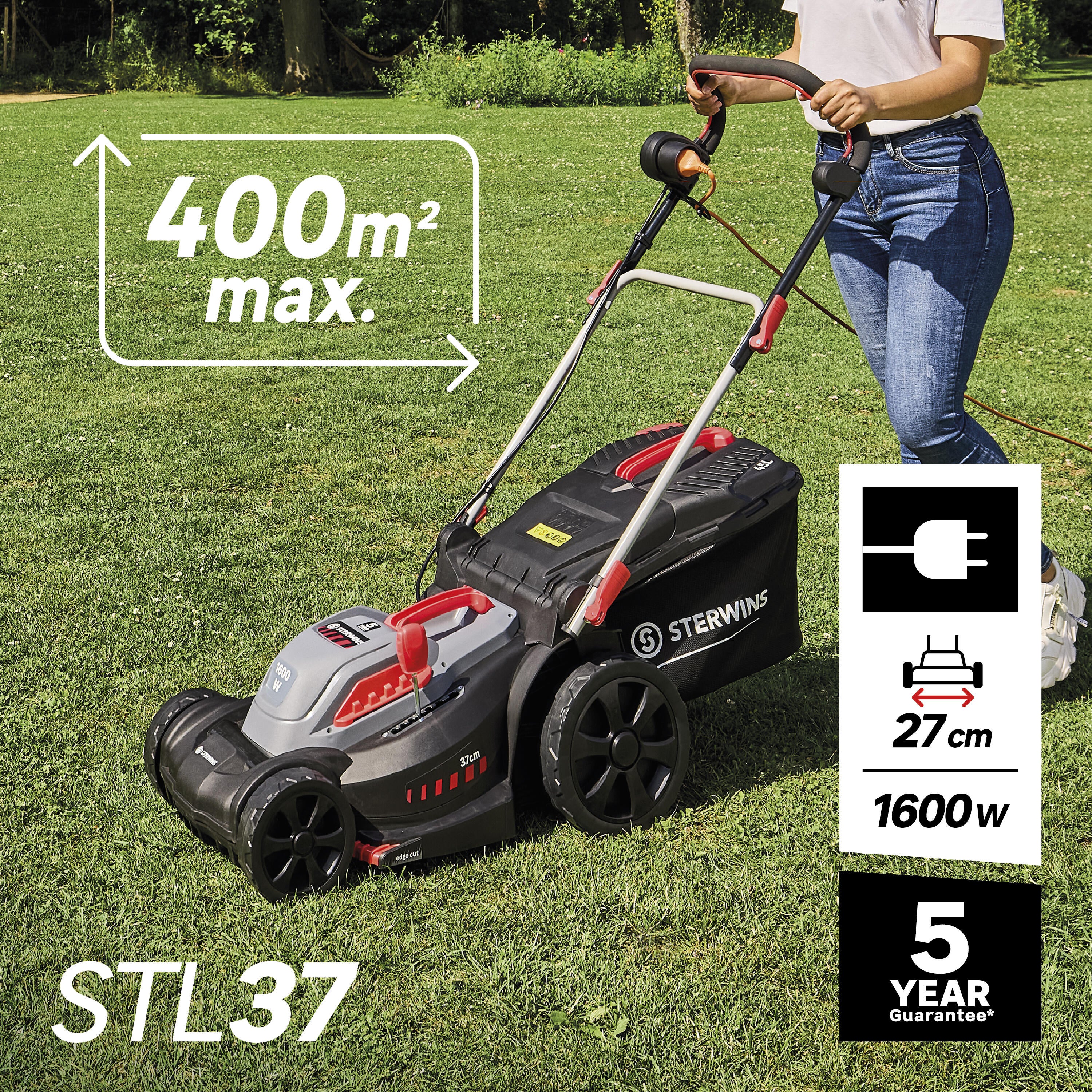 Tondeuse électrique STERWINS ELM2-37P.1, 1600 W, 230 V, l.37 cm - 2