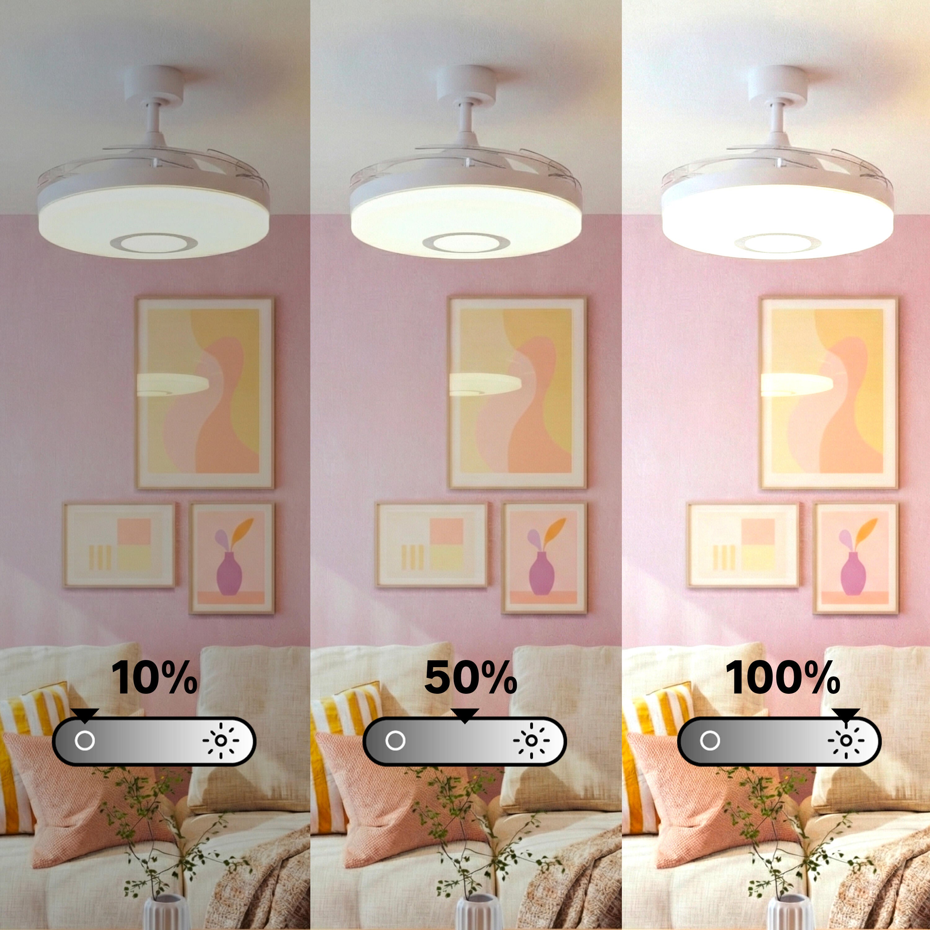 Ventilateur de plafond LED silencieux, Vizzini M, 106 cm, INSPIRE, blanc - 5