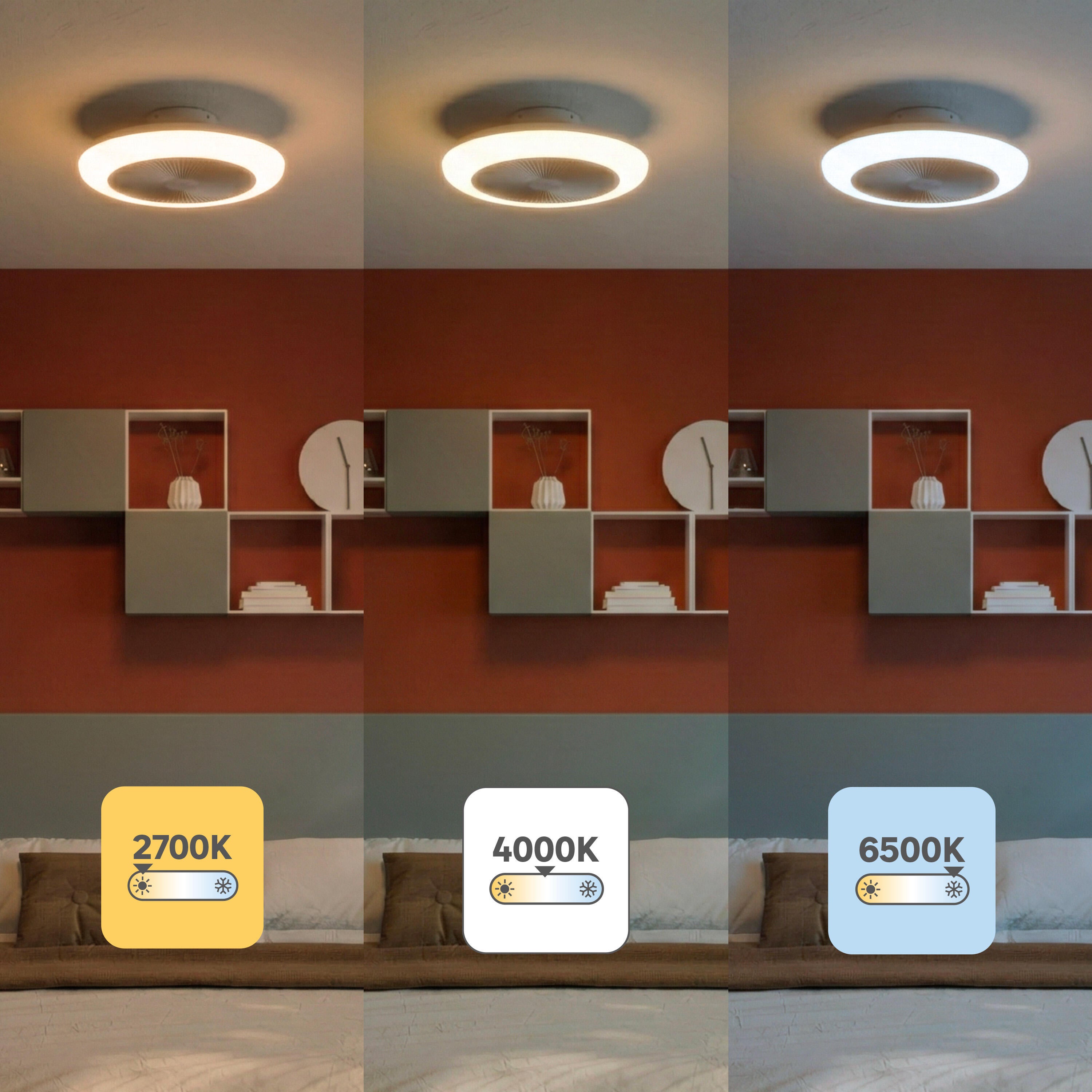 Ventilateur de plafond LED, Patna, 48 cm, blanc - 4
