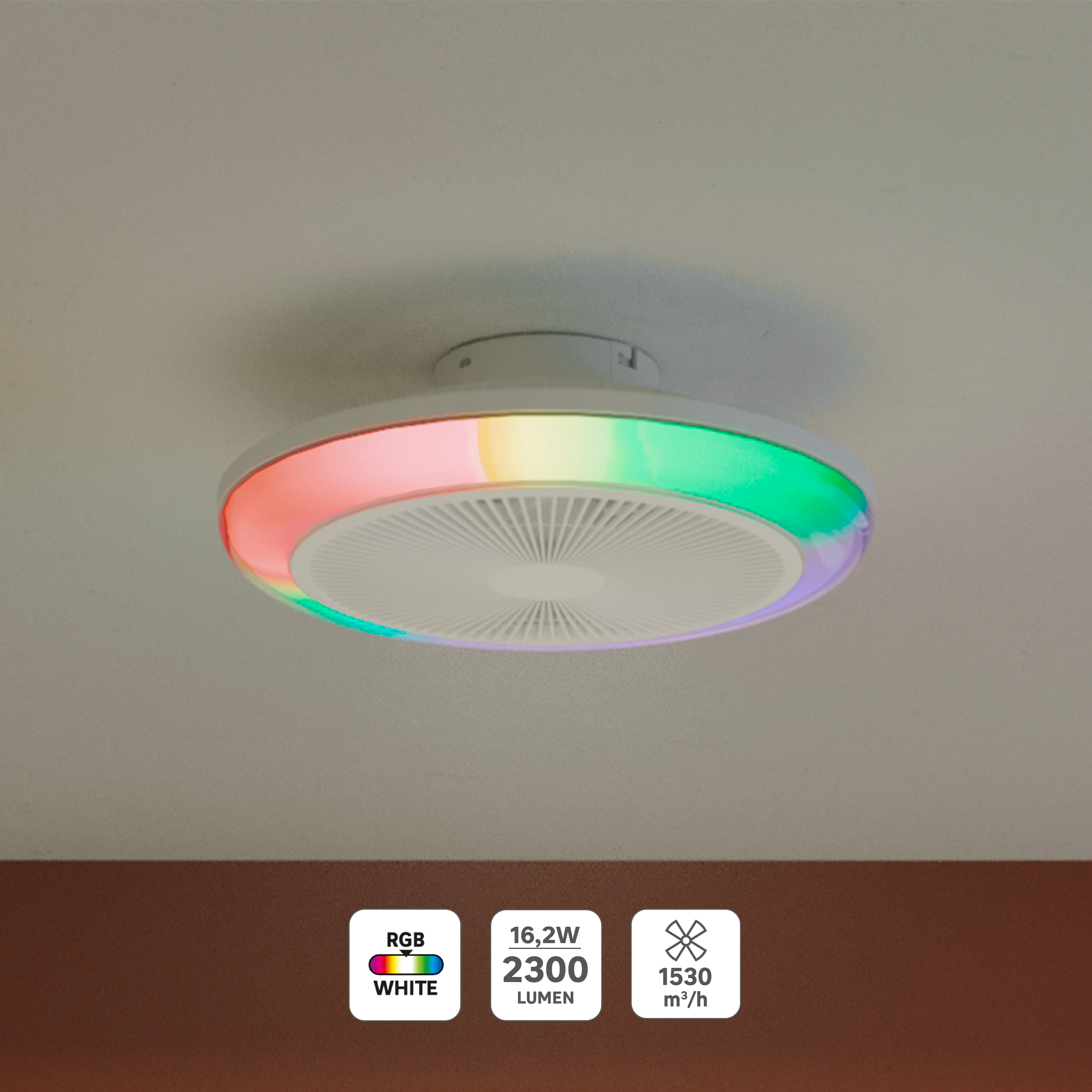 Ventilateur de plafond LED, Patna, 48 cm, blanc - 2