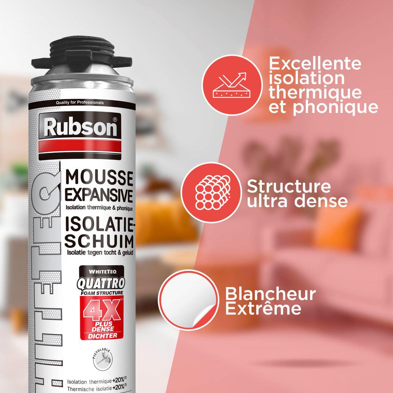 Mousse expansive polyuréthane thermique et phonique pistolable 750 ml - RUBSON WHITE TEQ - 3