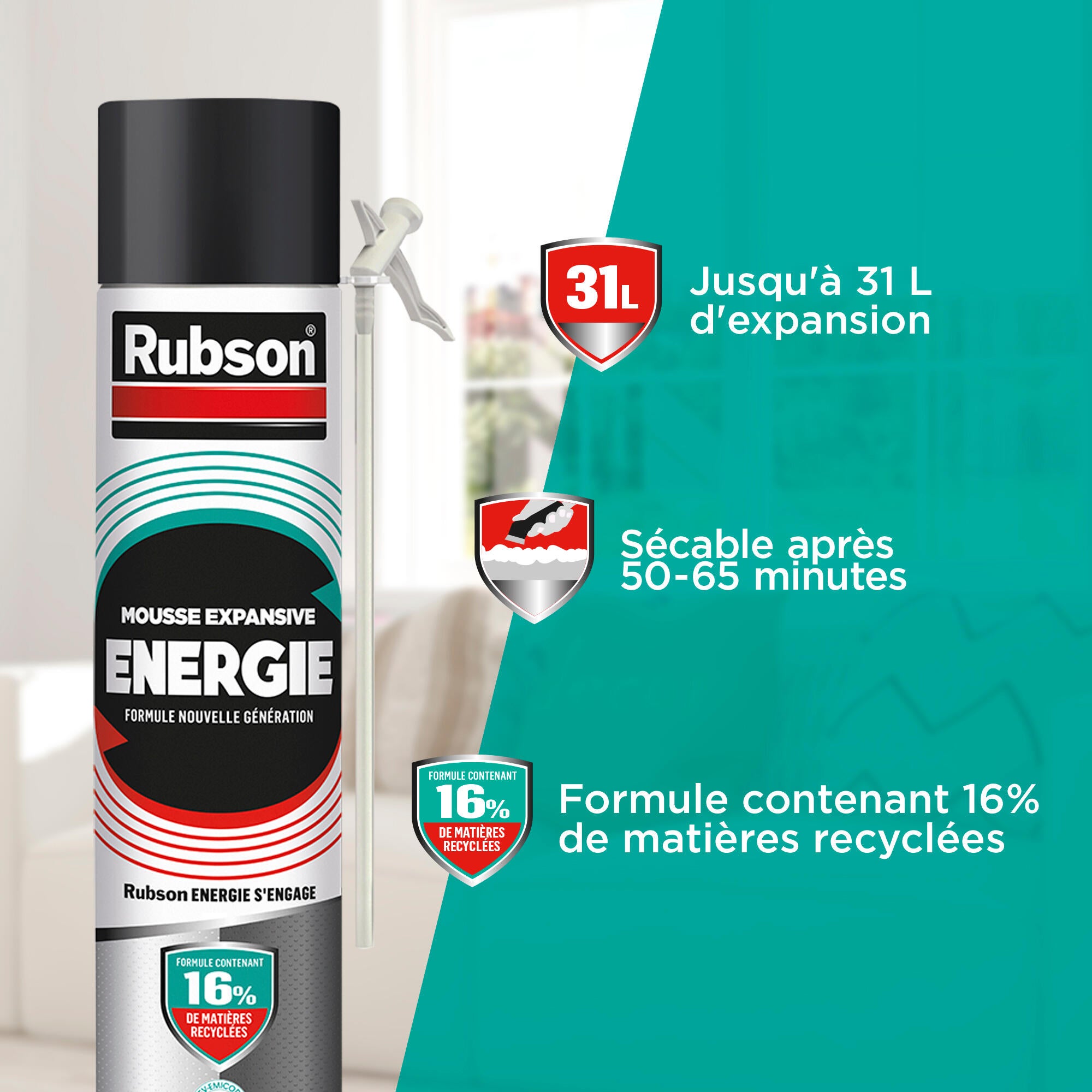 Mousse expansive polyuréthane universelle manuelle 750 ml - RUBSON Energie - 4