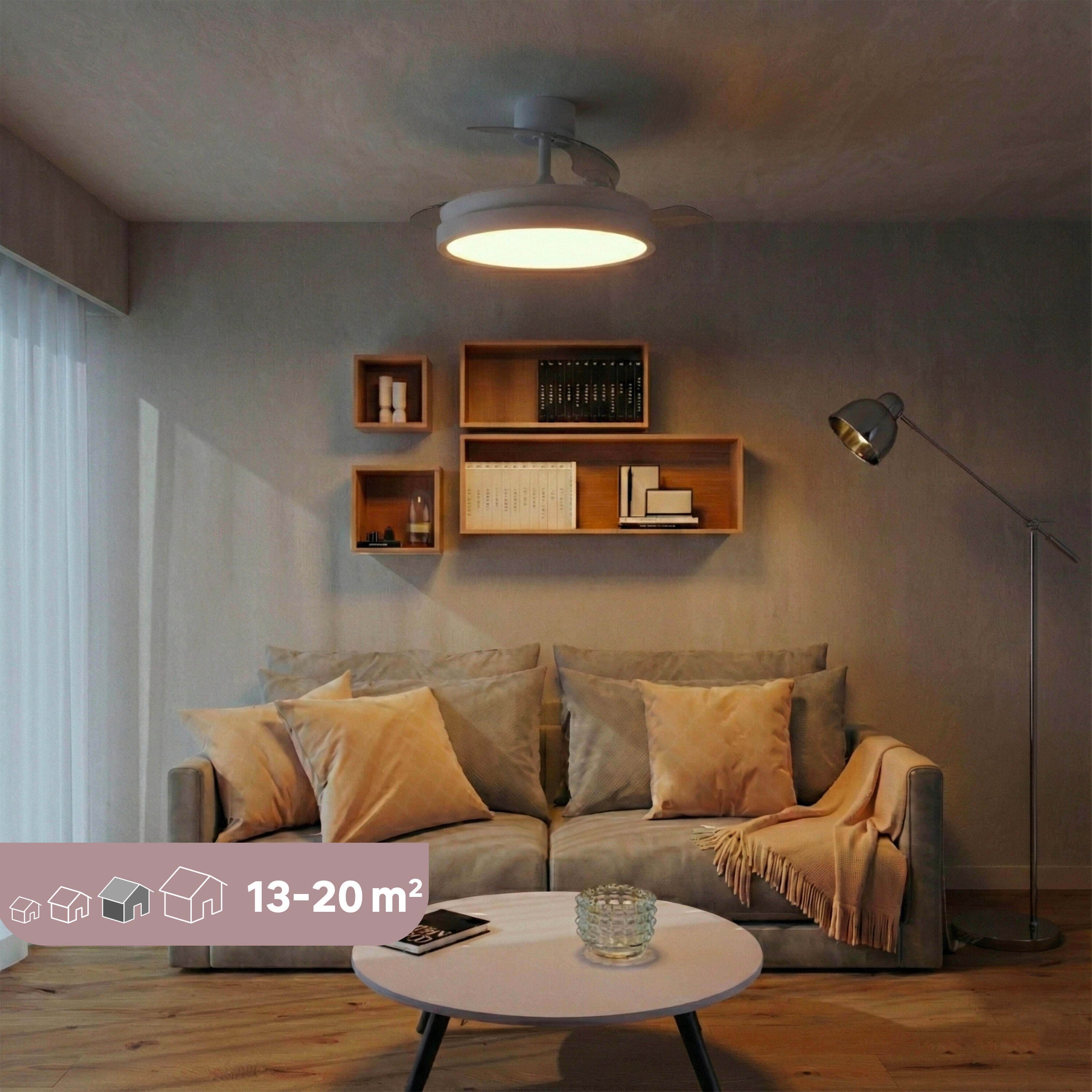 Ventilateur de plafond LED silencieux, Ipora M, 106 cm, blanc - 4
