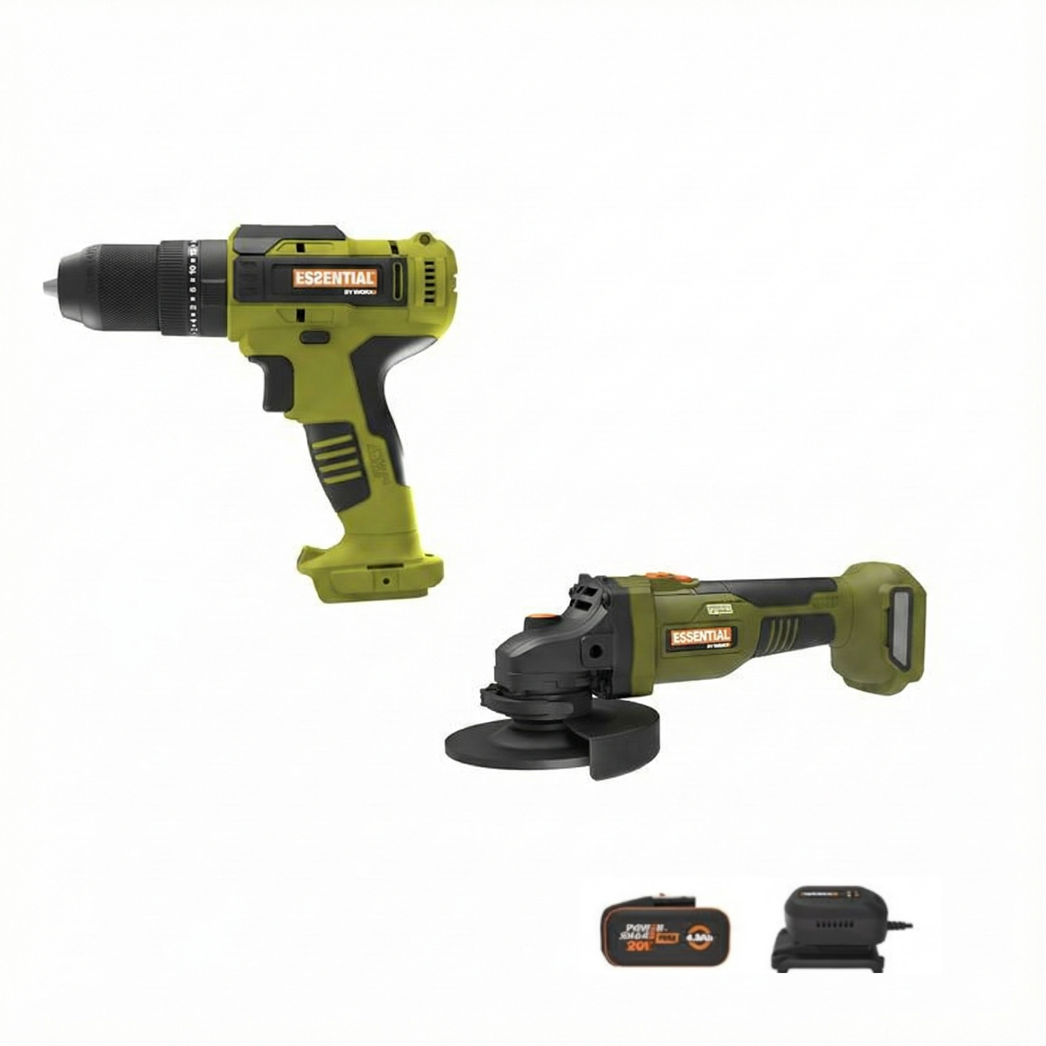 Pack de 2 outils SF Perceuse percussion + Meuleuse ESSENTIAL BY WORX Es900 1x4Ah - 2