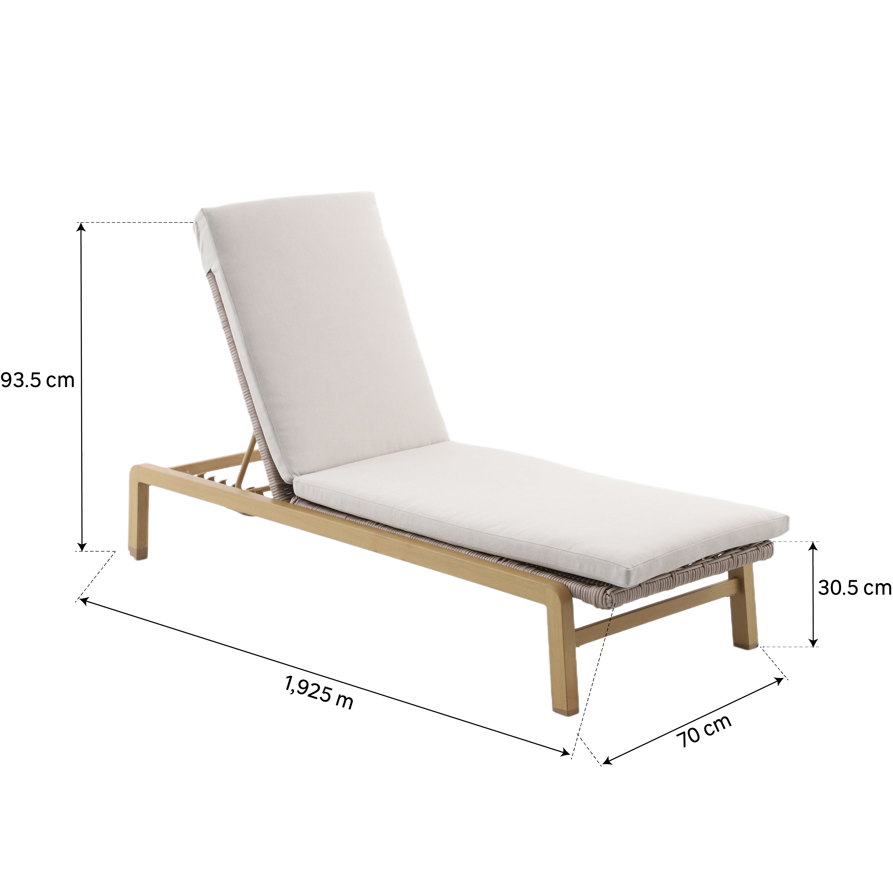 Bain de soleil de jardin NATERIAL Gaia en aluminium/osier beige - 3