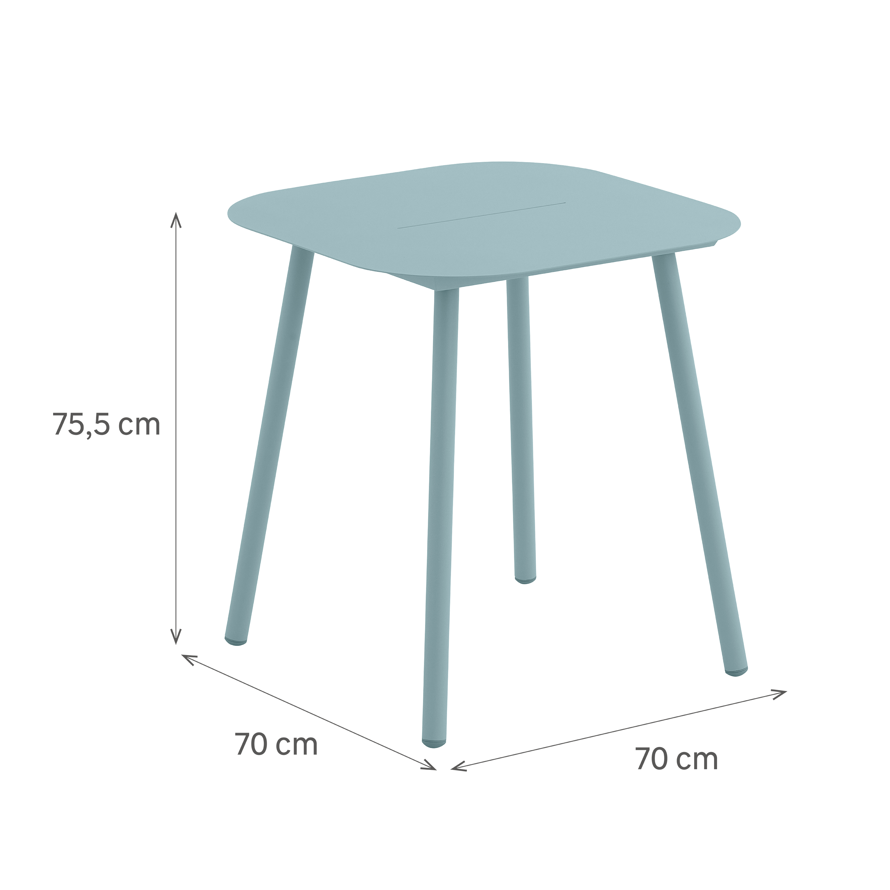 Table de jardin NATERIAL Anafi carrée aluminium bleu céladon, 2 personnes - 3
