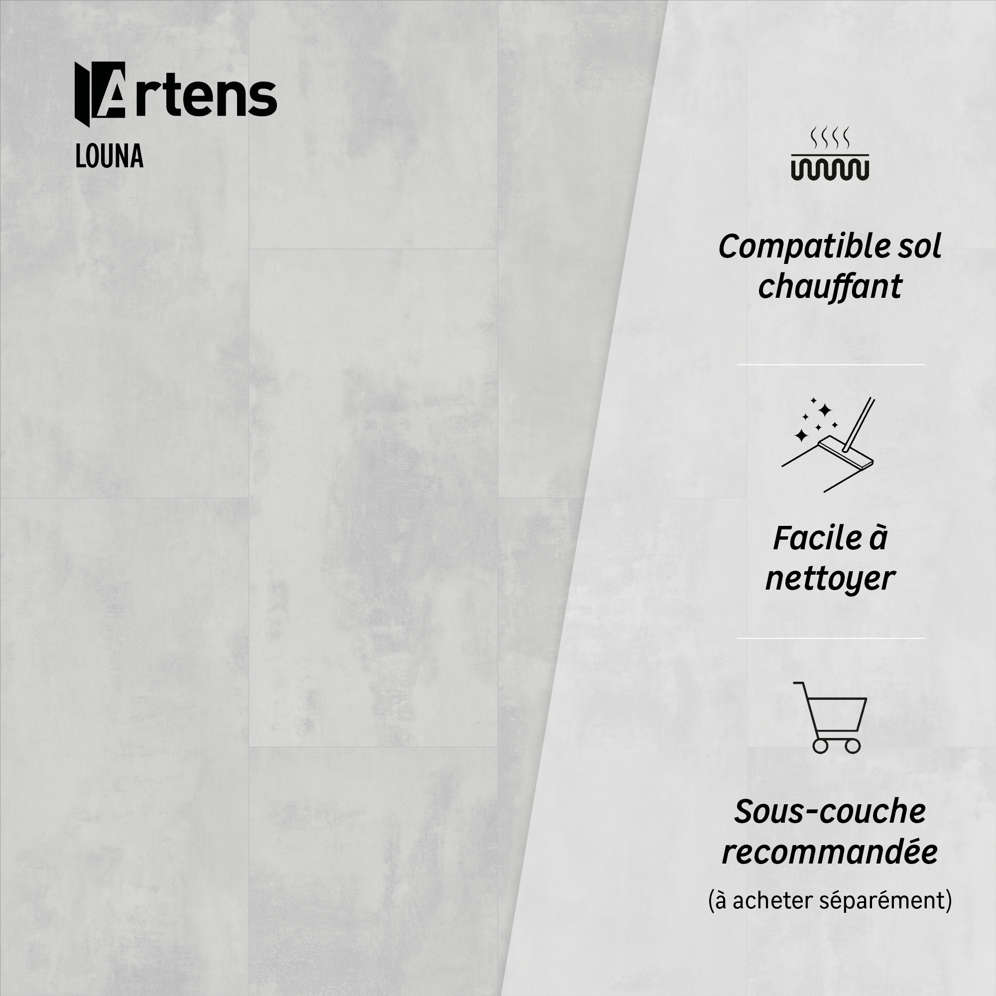 Dalle PVC clipsable medio ARTENS Louna béton - 4