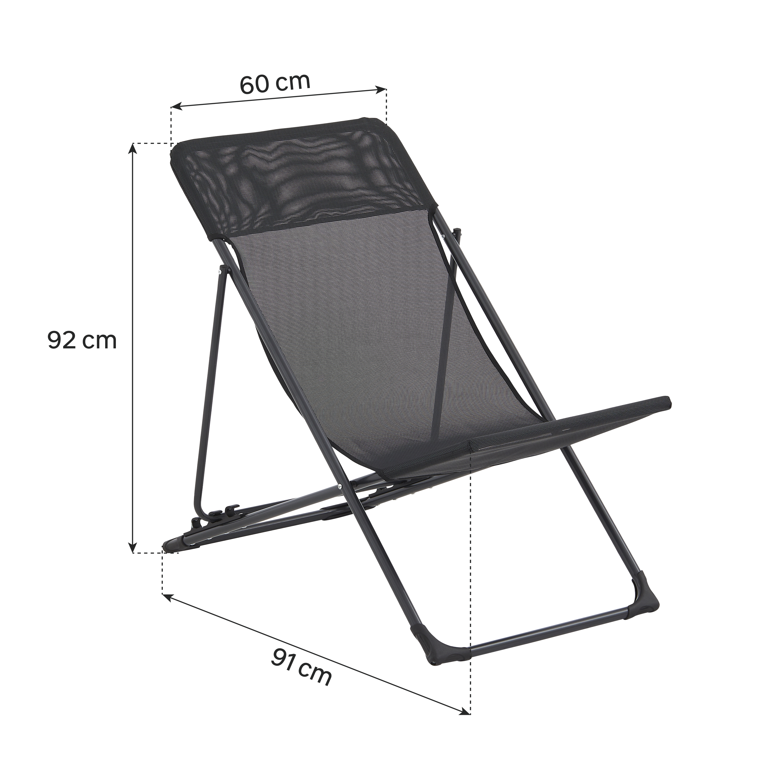 Cadeira relax em aço e textileno 91x92x60 cm antracite - 10