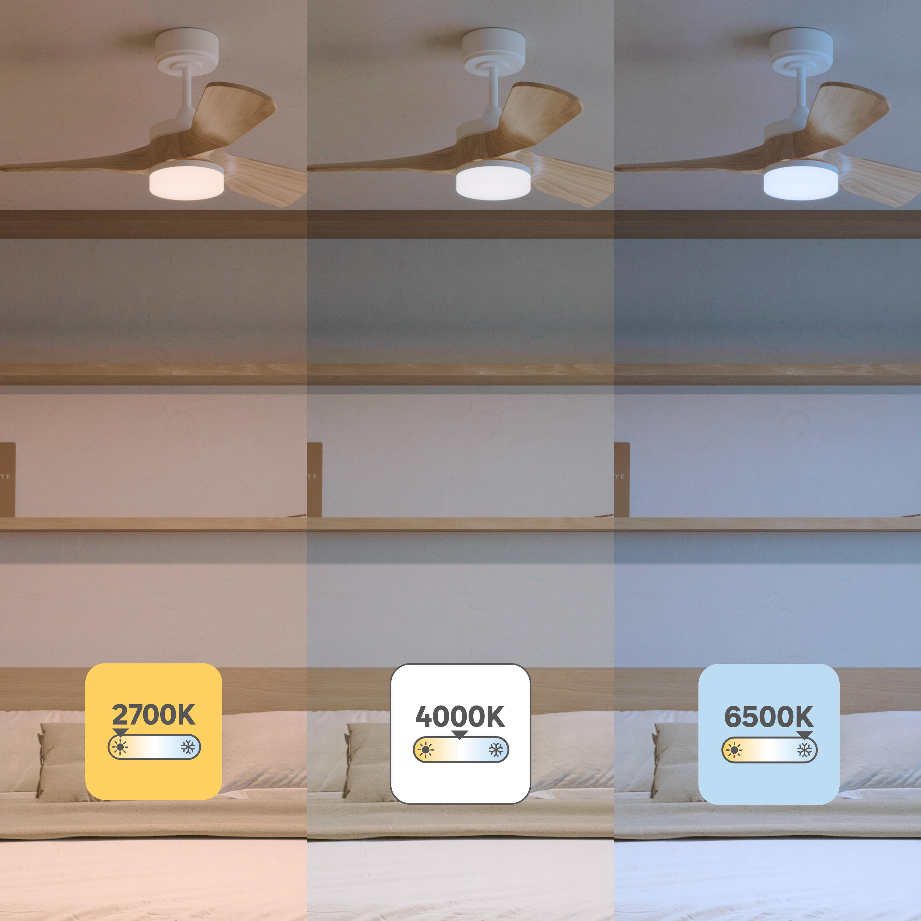 Ventilateur de plafond LED silencieux, Chris S, 91 cm, INSPIRE, blanc et bois - 4