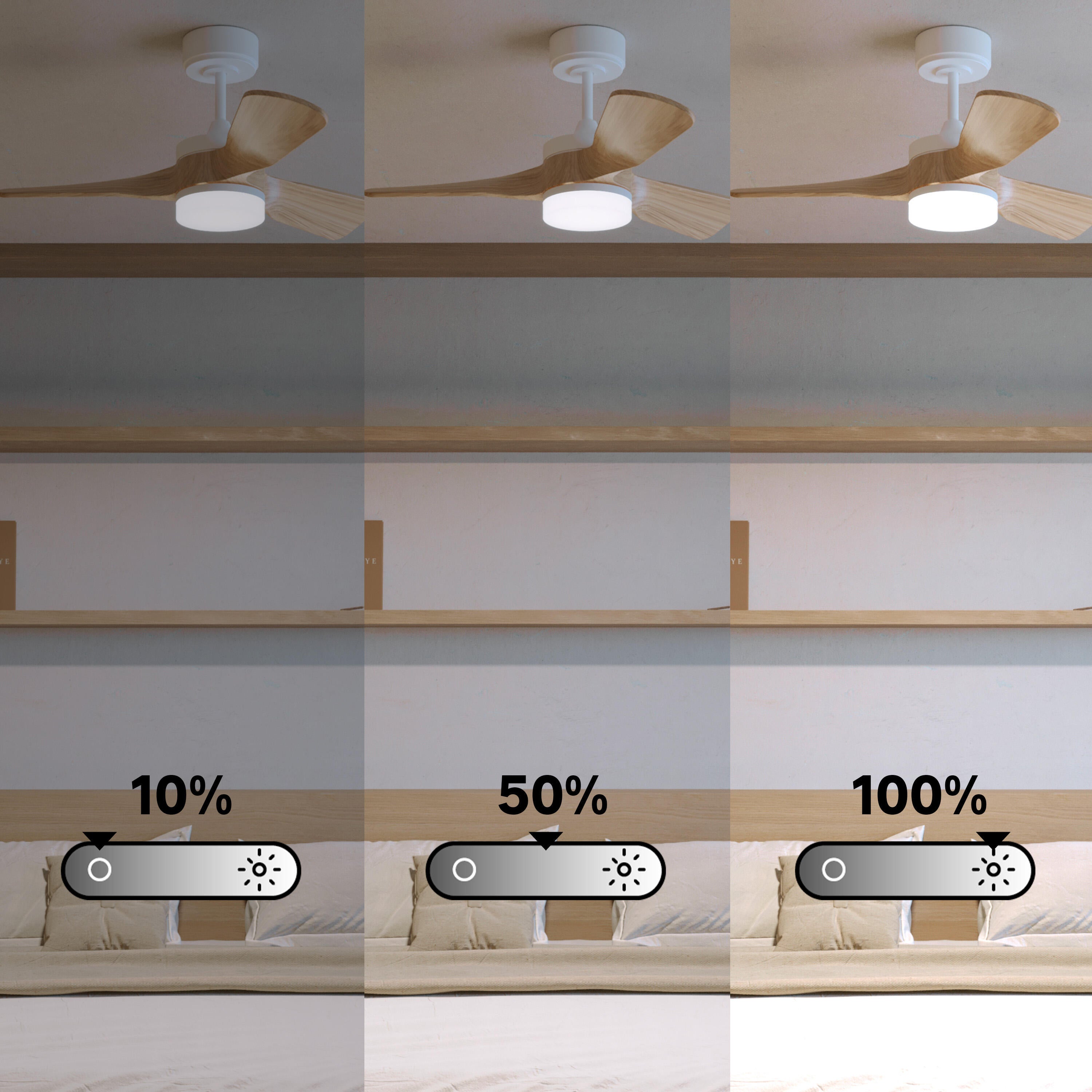 Ventilateur de plafond LED silencieux, Chris S, 91 cm, INSPIRE, blanc et bois - 3