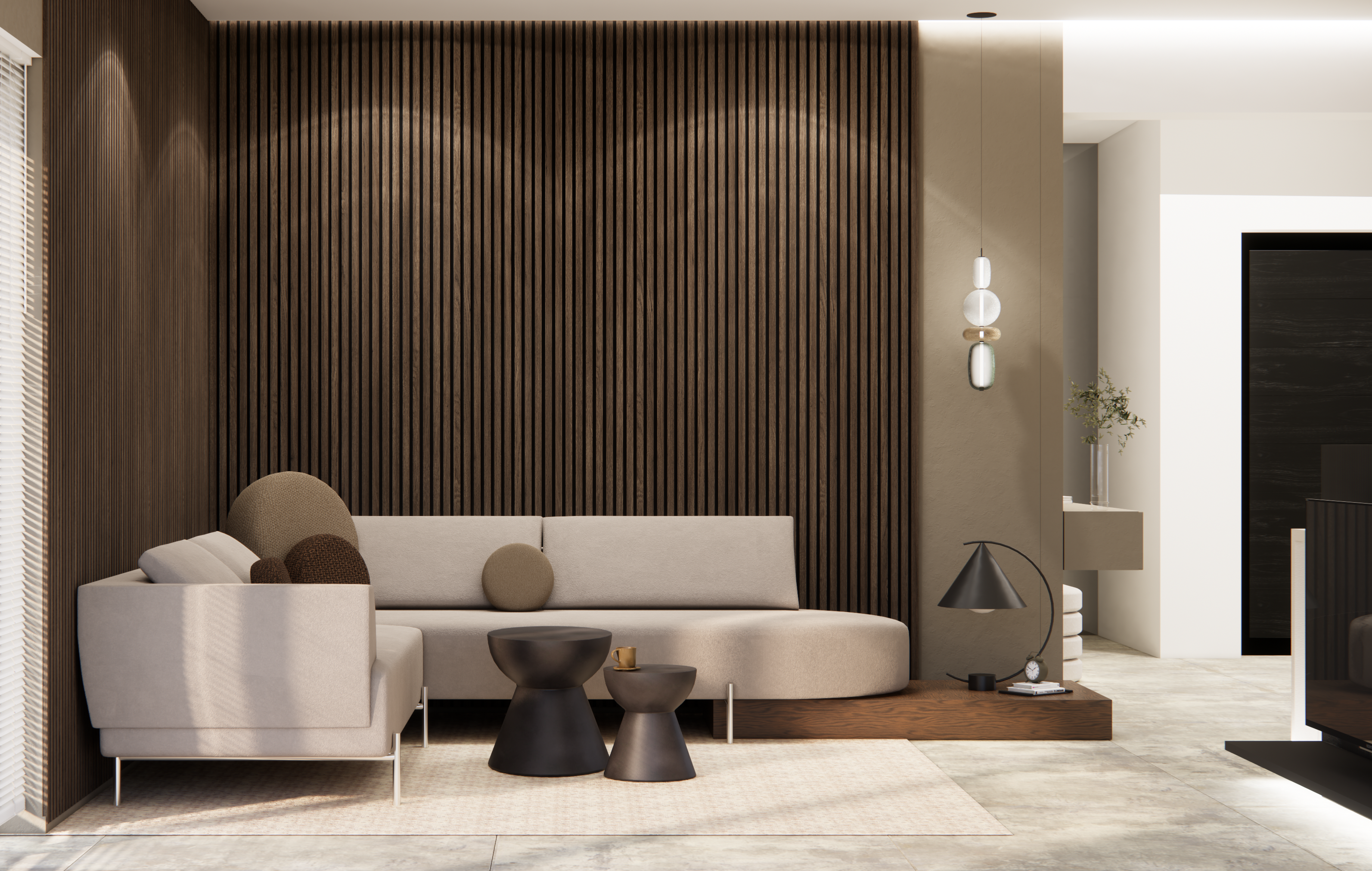 Panele ścienne 3D lamele na czarnym filcu 270x30 cm Toffi 7 lameli - 2