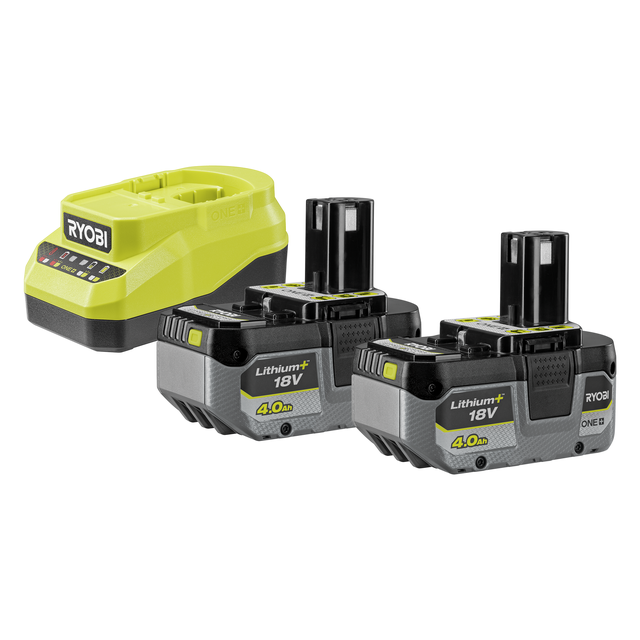 Zestaw dwóch akumulatorów 4.0 Ah i ładowarka RC18120A-240X ONE+ RYOBI
