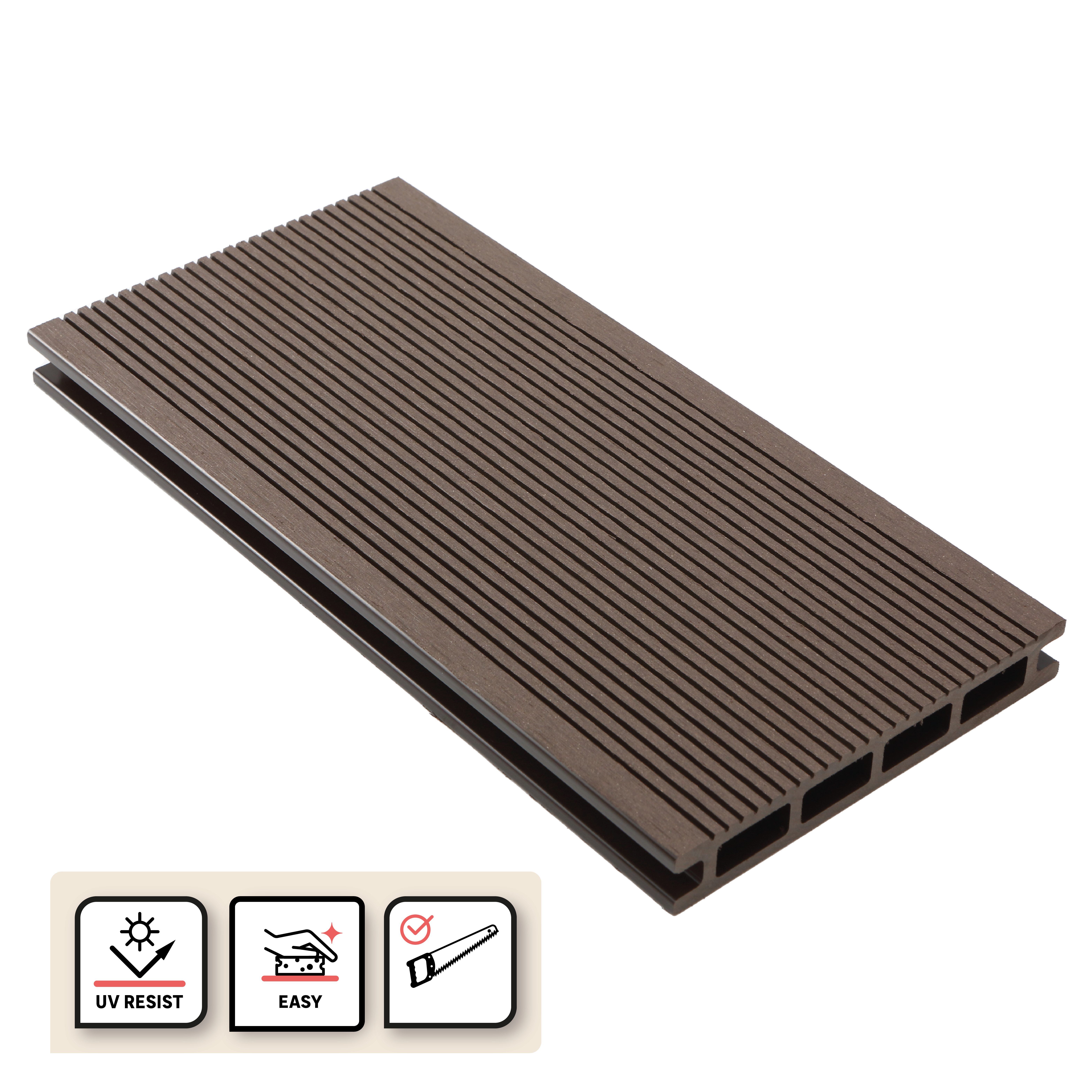 Deck composite 240x14,5x2,1 cm chocolate Dolma Naterial - 3