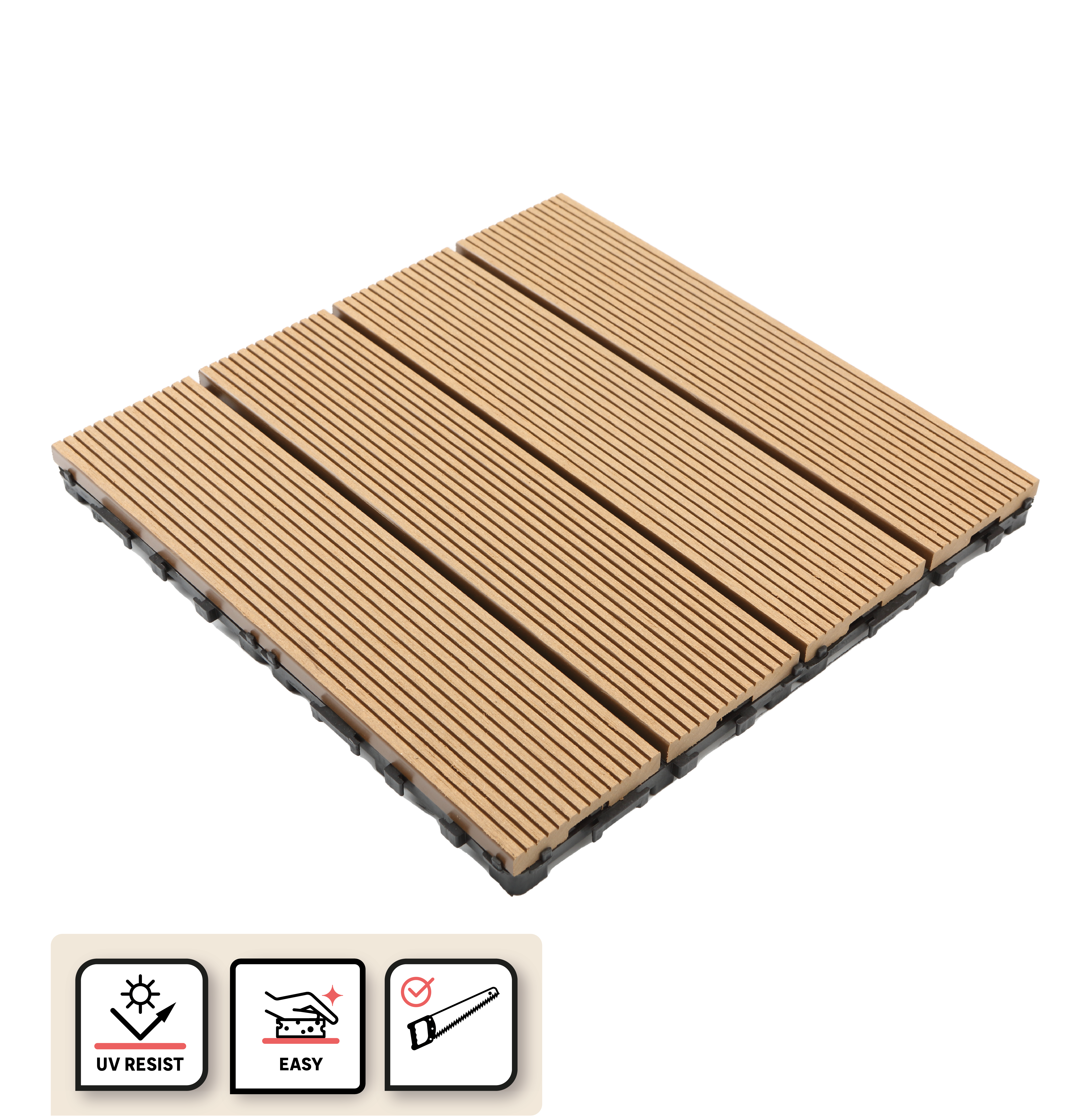 Estrado composite 30x30x2,3 cm mel madeira Renala Naterial - 2