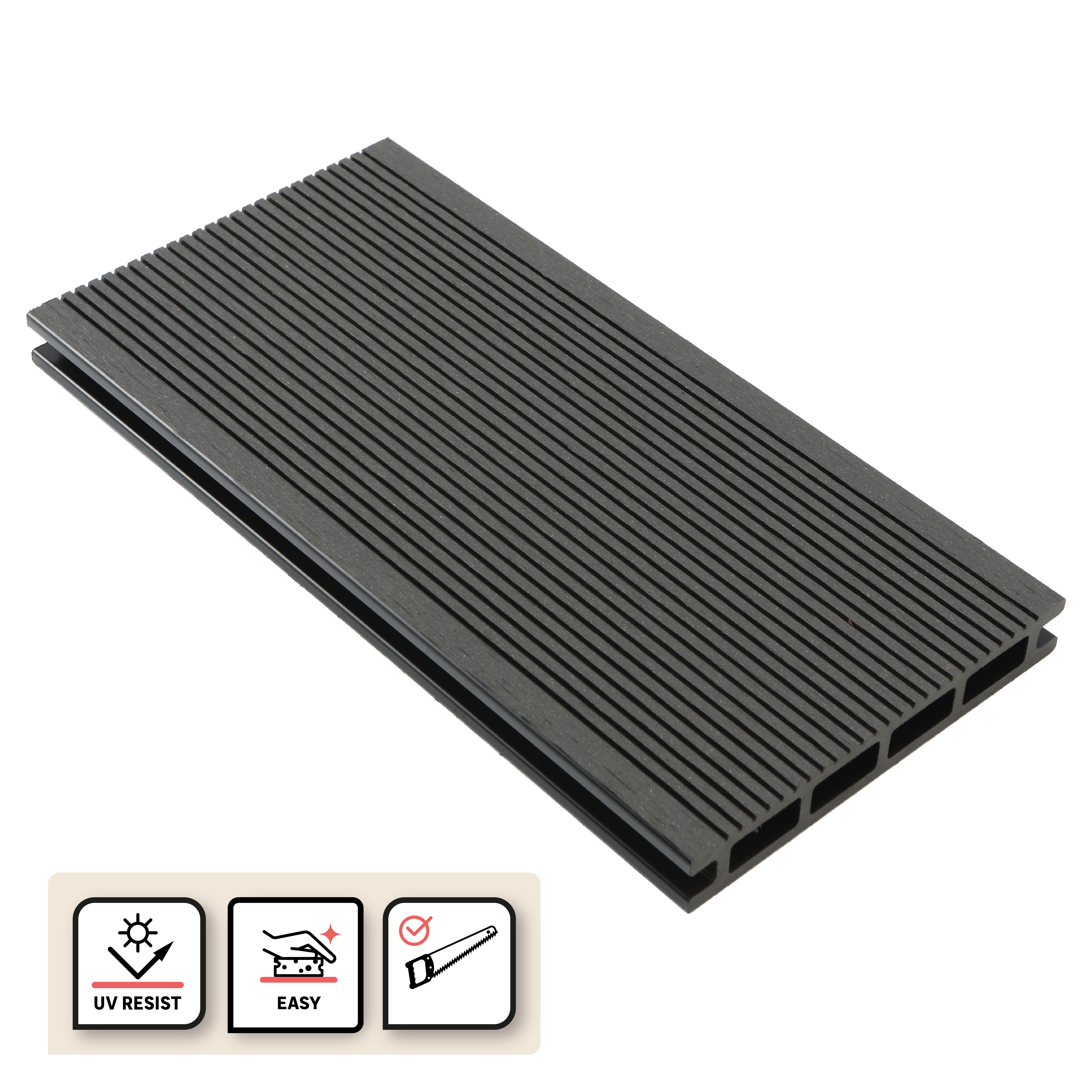 Deck composite 240x14,5 cm 21 mm cinza Dolma Naterial - 3