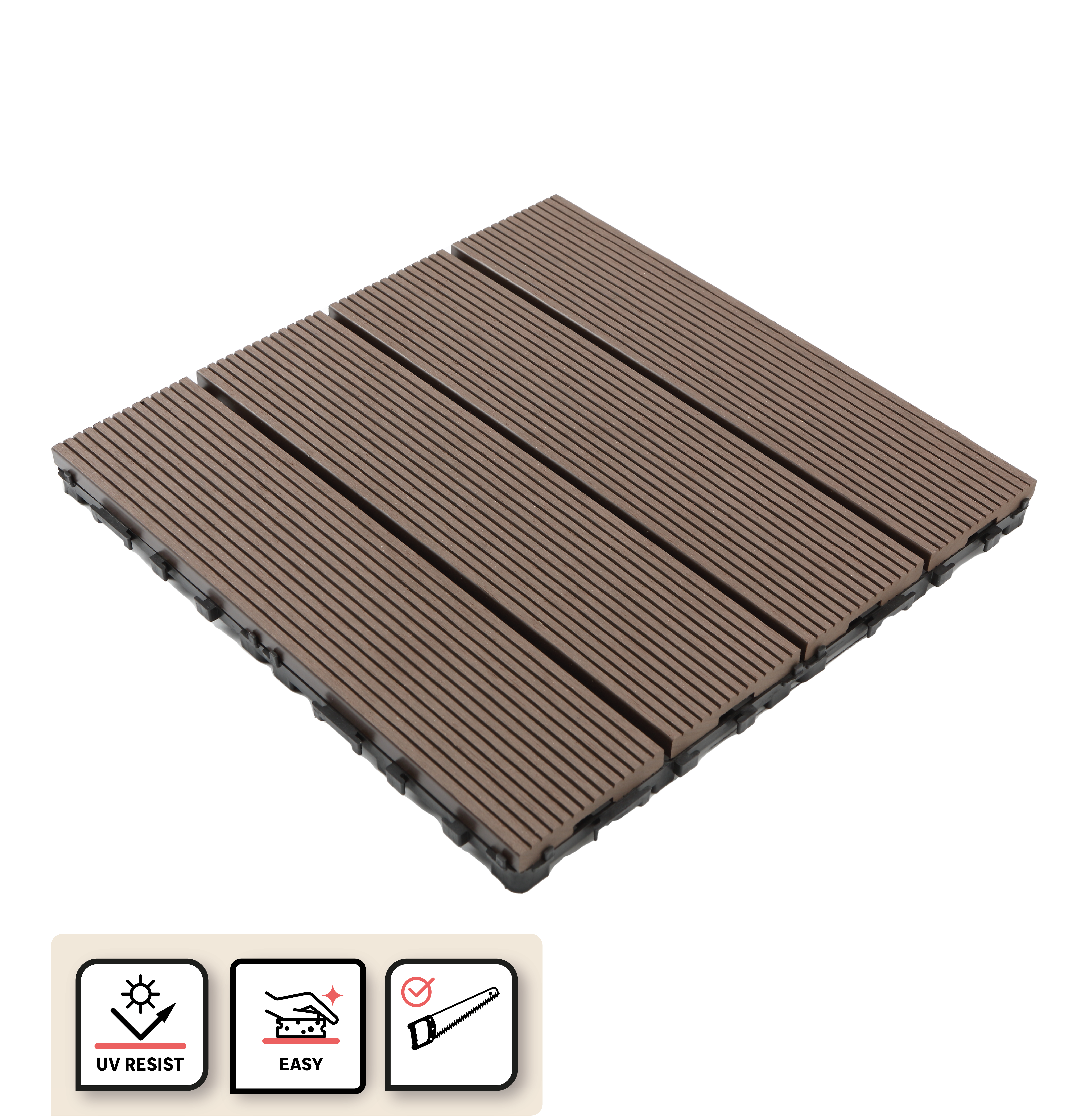 Estrado deck composite 30X30cm 23mm chocolate RENALA NATERIAL - 2