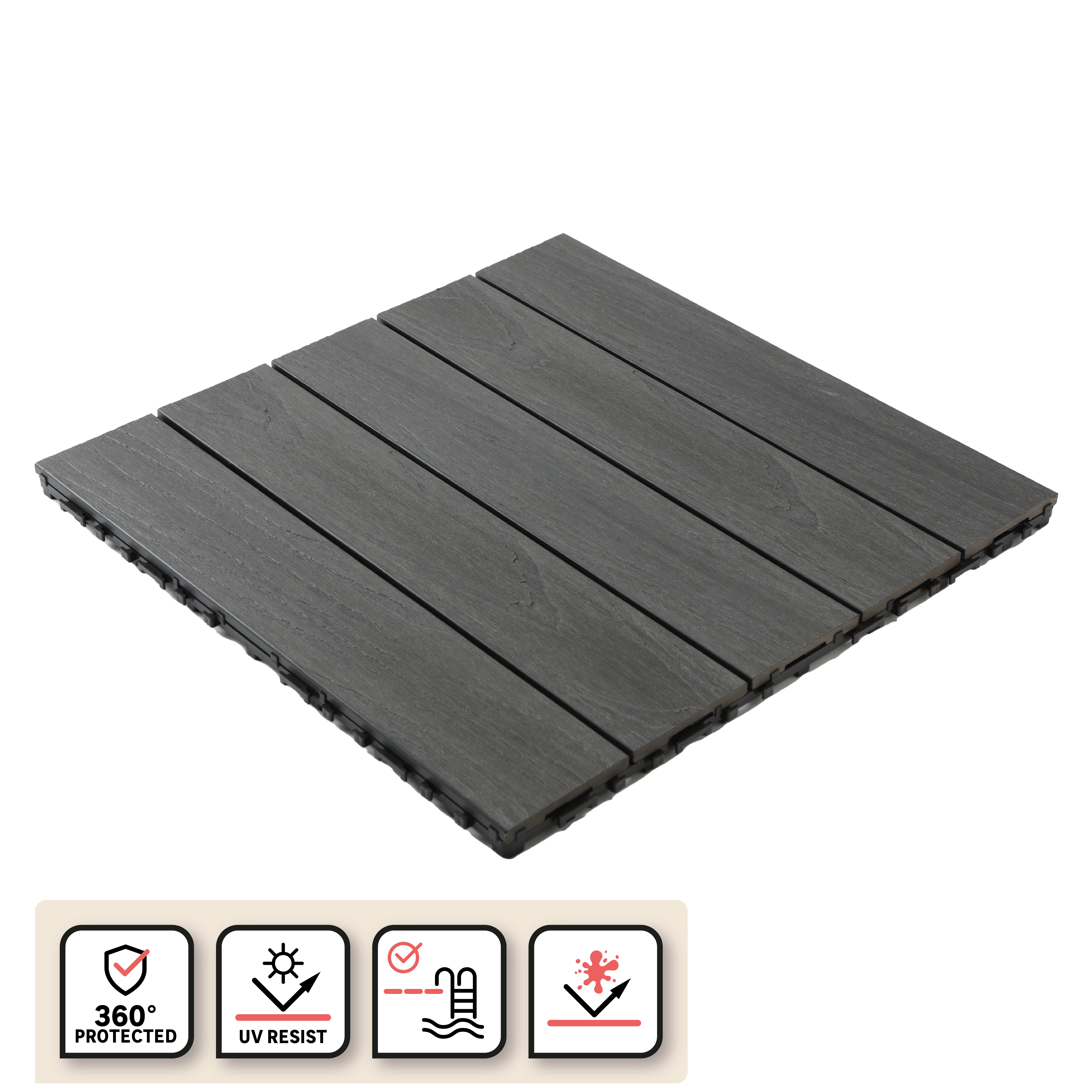 Pack 4 Estrado 50x50x2,5 cm cinza escuro Serava Naterial - 3