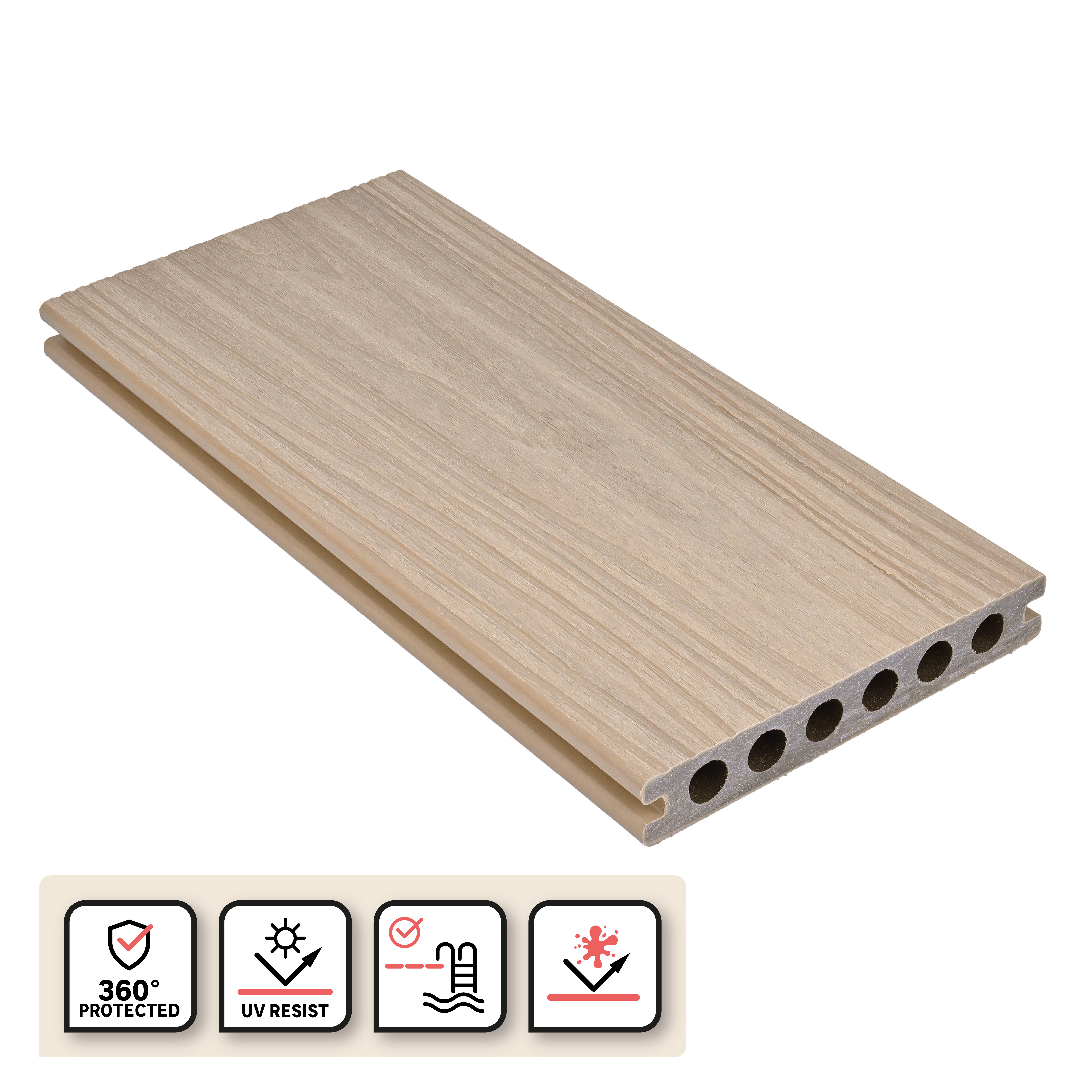 Deck composite 240x14,5 cm 22 mm Warm Himya Naterial | Leroy Merlin