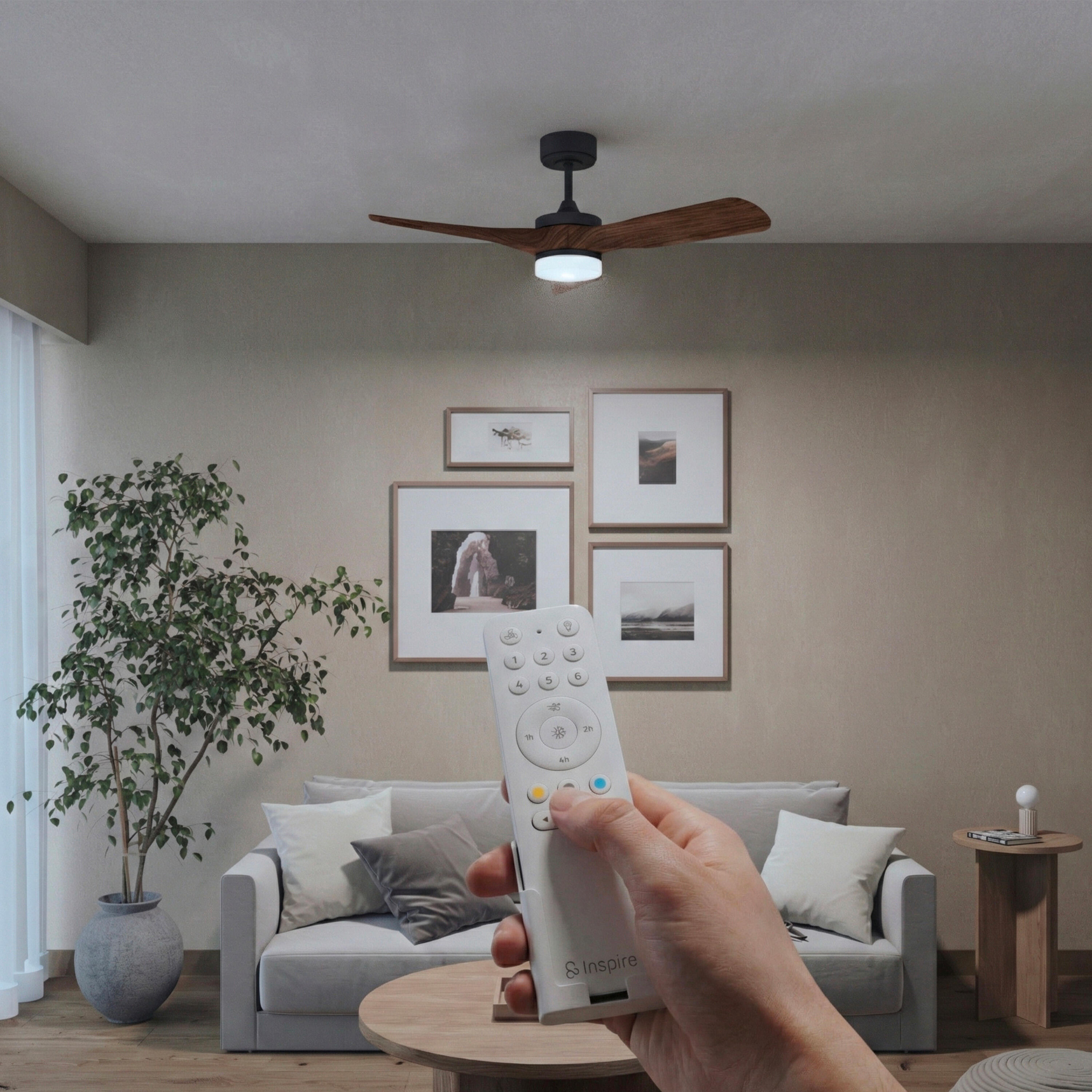 Ventilador de techo con luz silencioso DC 37W con mando ø112 cm Chris INSPIRE negro luz CCT 3 aspas| 6 velocidades| modo verano/invierno| brisa| temporizador| recomendado de 13 a 20m² - 3