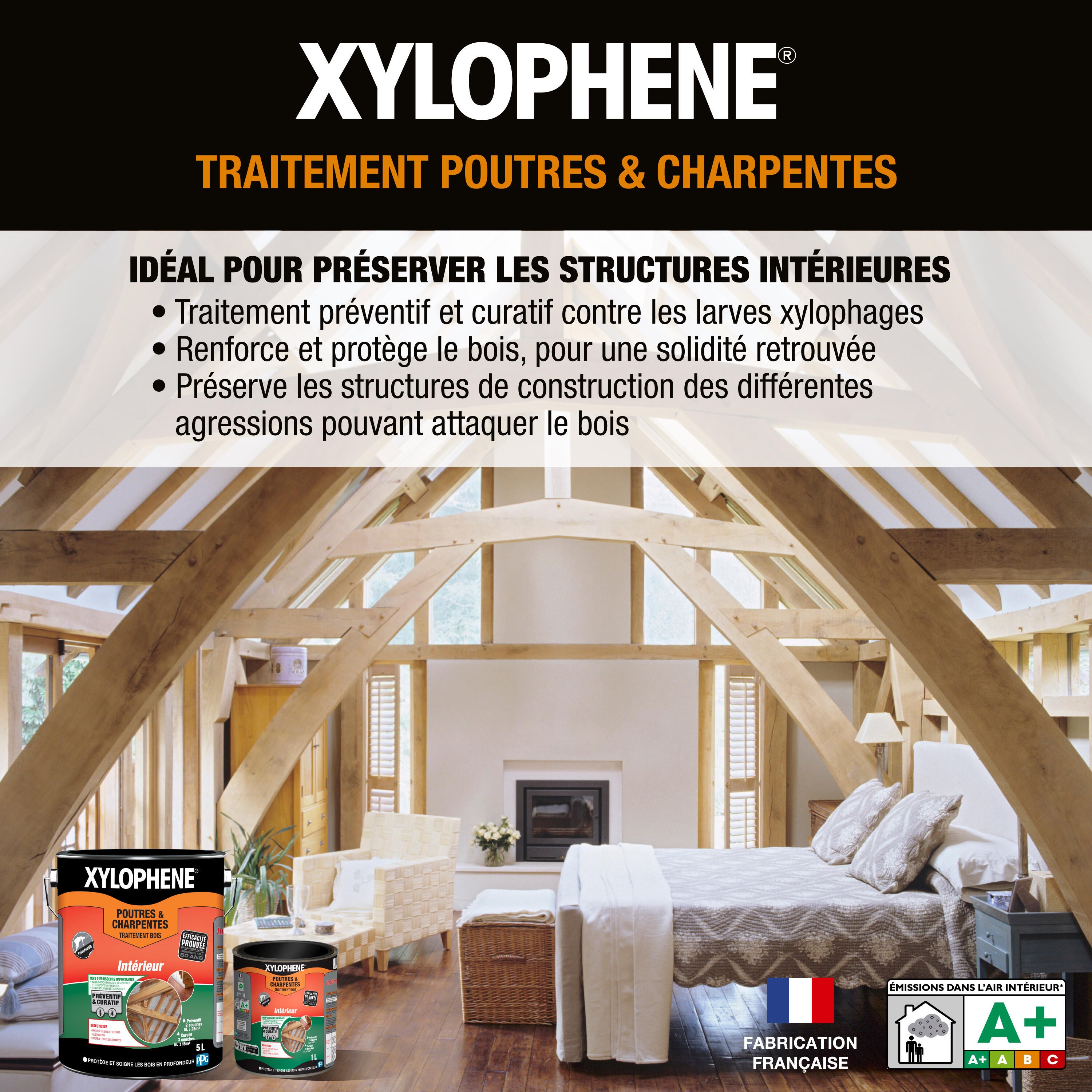 Traitement du bois poutre et charpente XYLOPHENE 20 l - 2