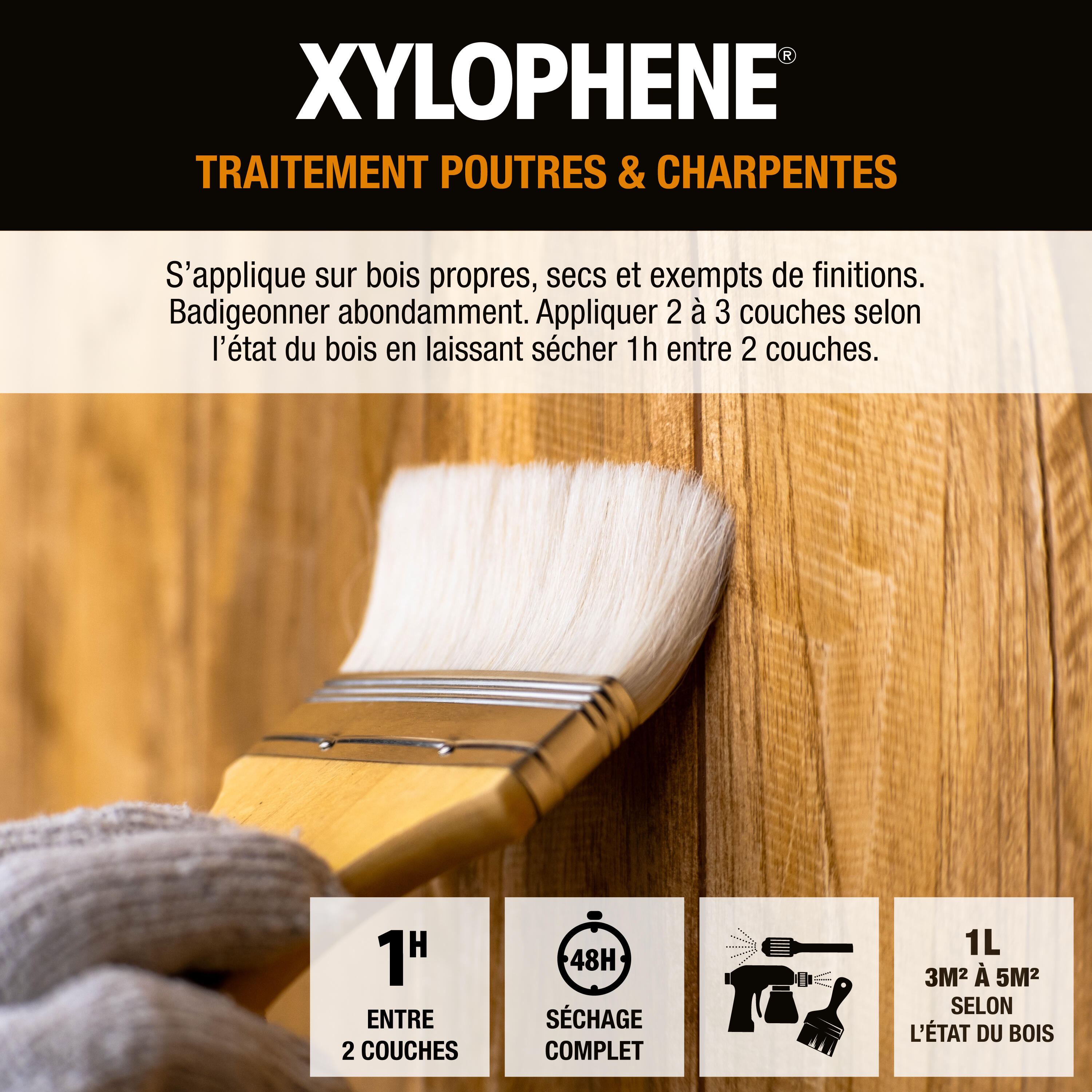 Traitement du bois poutre et charpente XYLOPHENE 20 l - 4