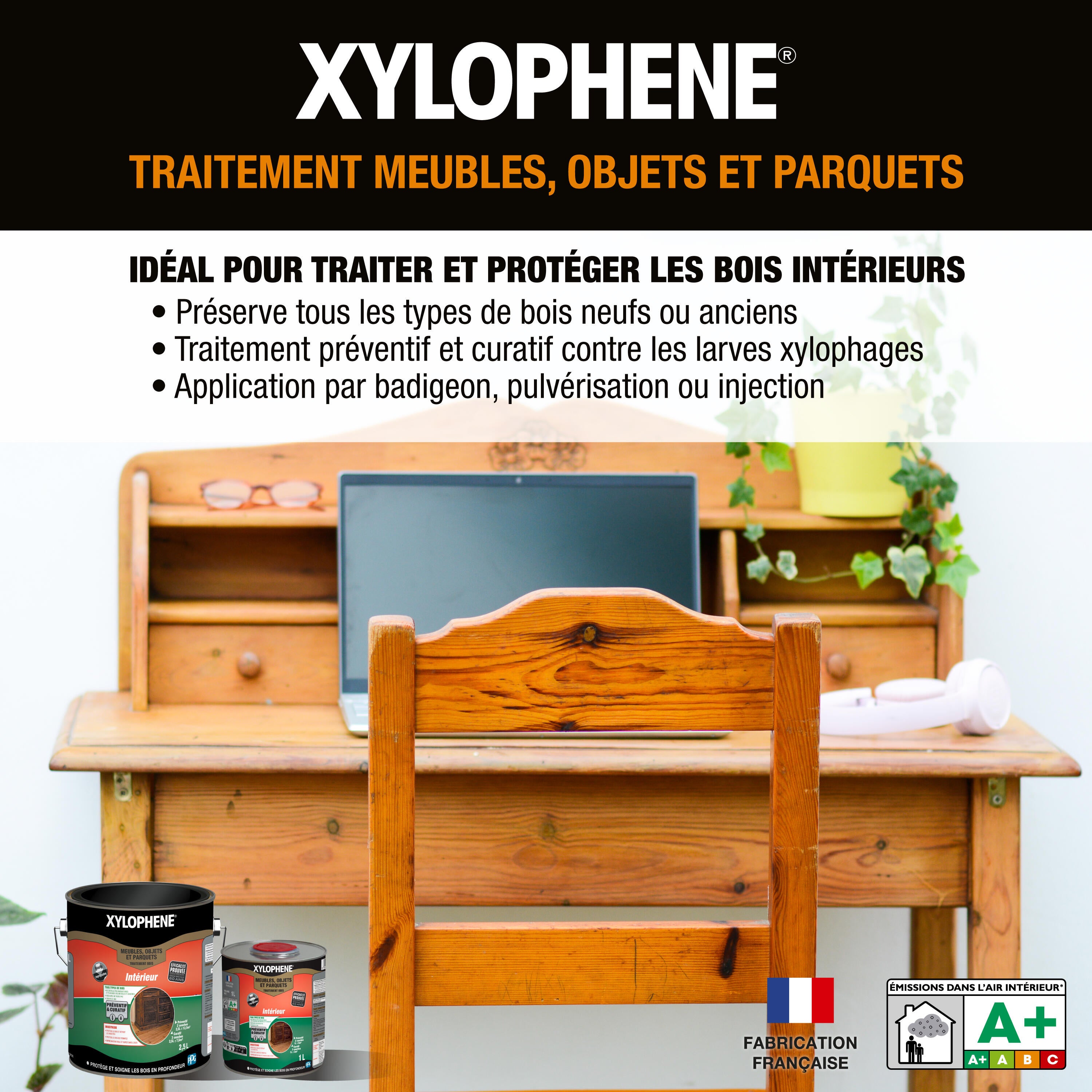 Traitement du bois meuble, parquet et boiserie XYLOPHENE 0.5 l - 2