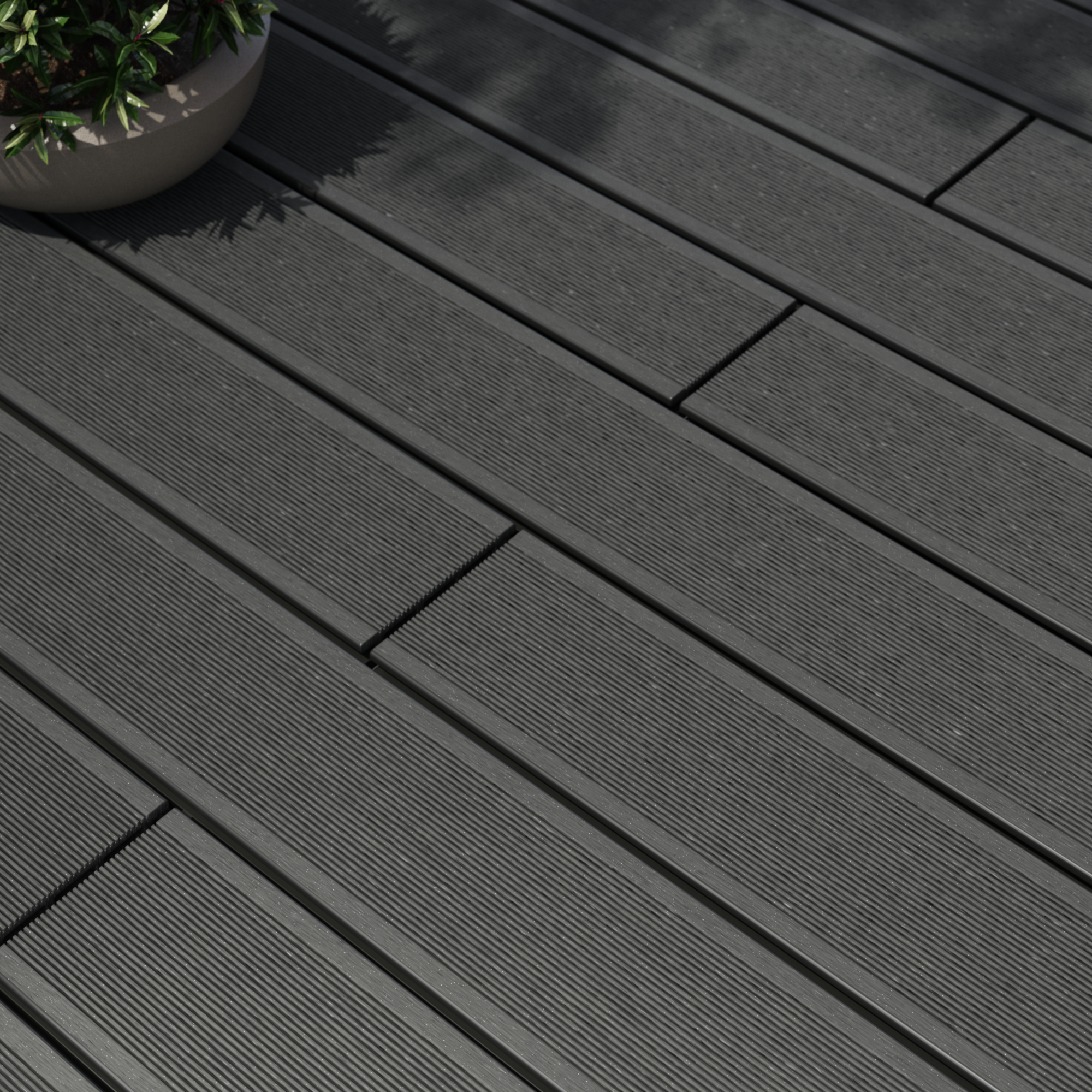 Listone con fissaggio a clip da esterno in composito di legno e plastica (wpc) effetto legno grigio antracite L 220 x L 11 cm x Sp. 20 mm TATRIA - 3
