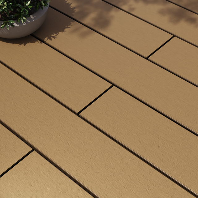 Listone con fissaggio a clip da esterno in composito di legno e plastica (wpc) effetto legno miele L 240 x L 14.5 cm x Sp. 21 mm DOLMA