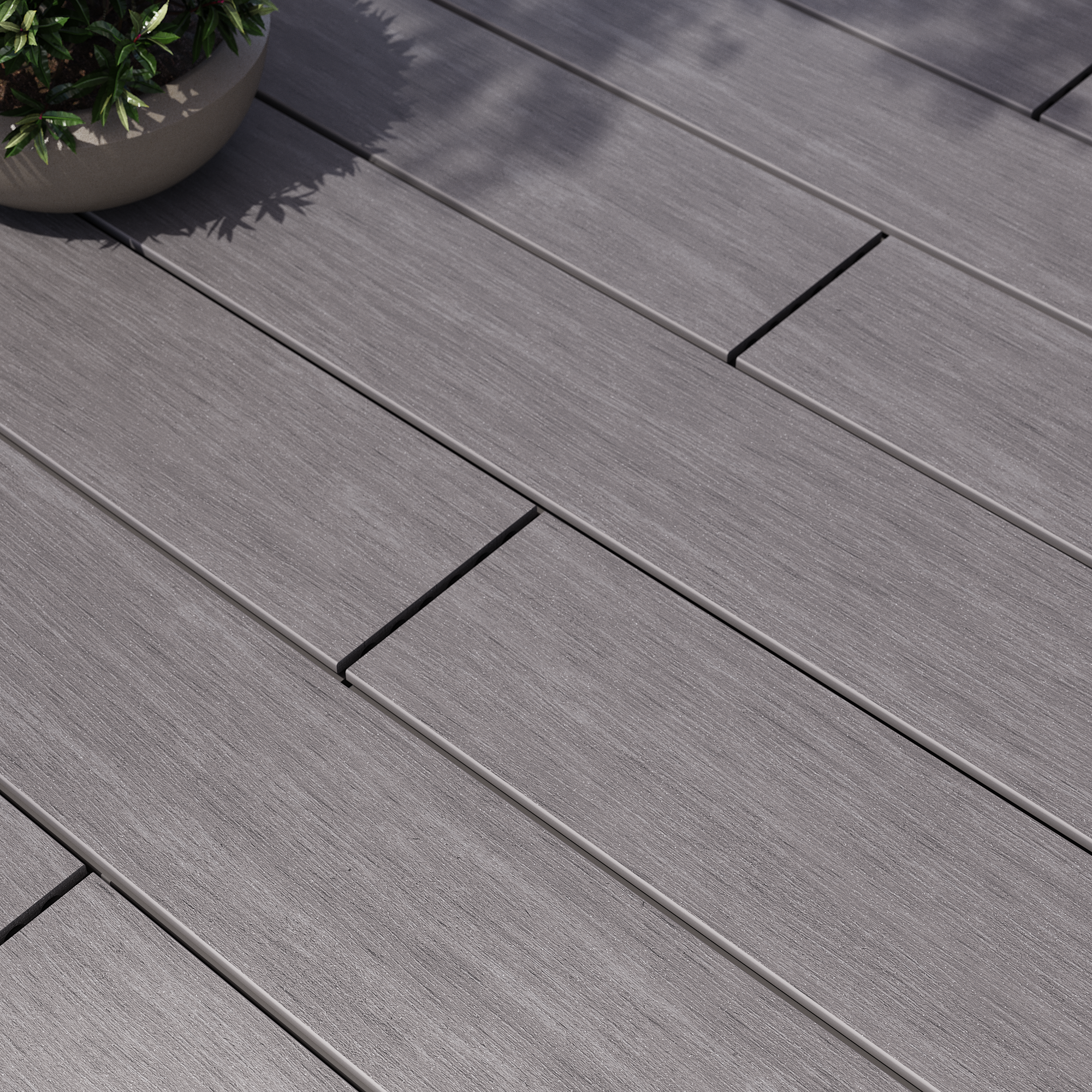 Listone con fissaggio a clip da esterno in composito di legno e plastica (wpc) effetto legno grigio L 240 x L 14.2 cm x Sp. 22 mm Himya - 12