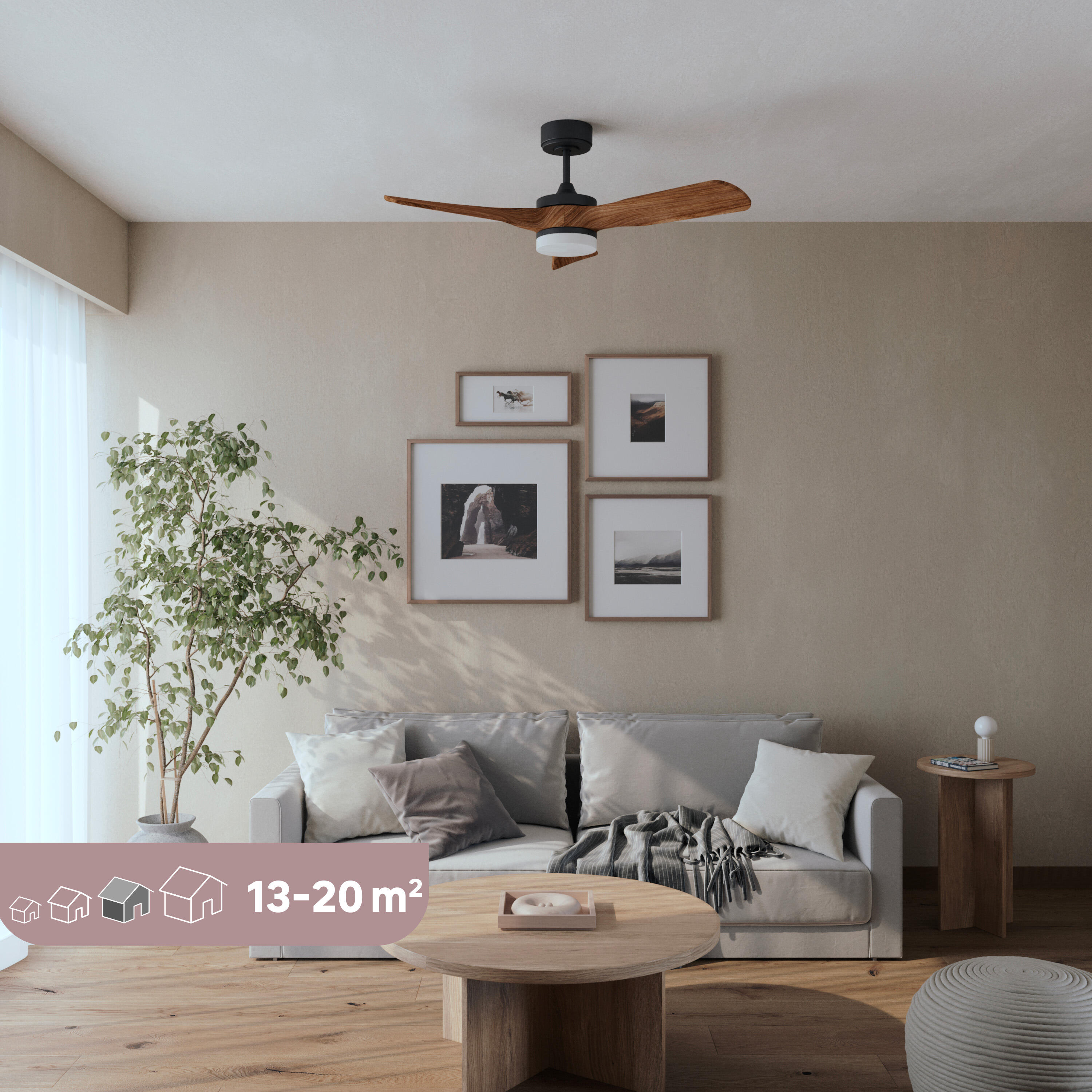 Ventilador de techo con luz silencioso DC 37W con mando ø112 cm Chris INSPIRE negro luz CCT 3 aspas| 6 velocidades| modo verano/invierno| brisa| temporizador| recomendado de 13 a 20m² - 11