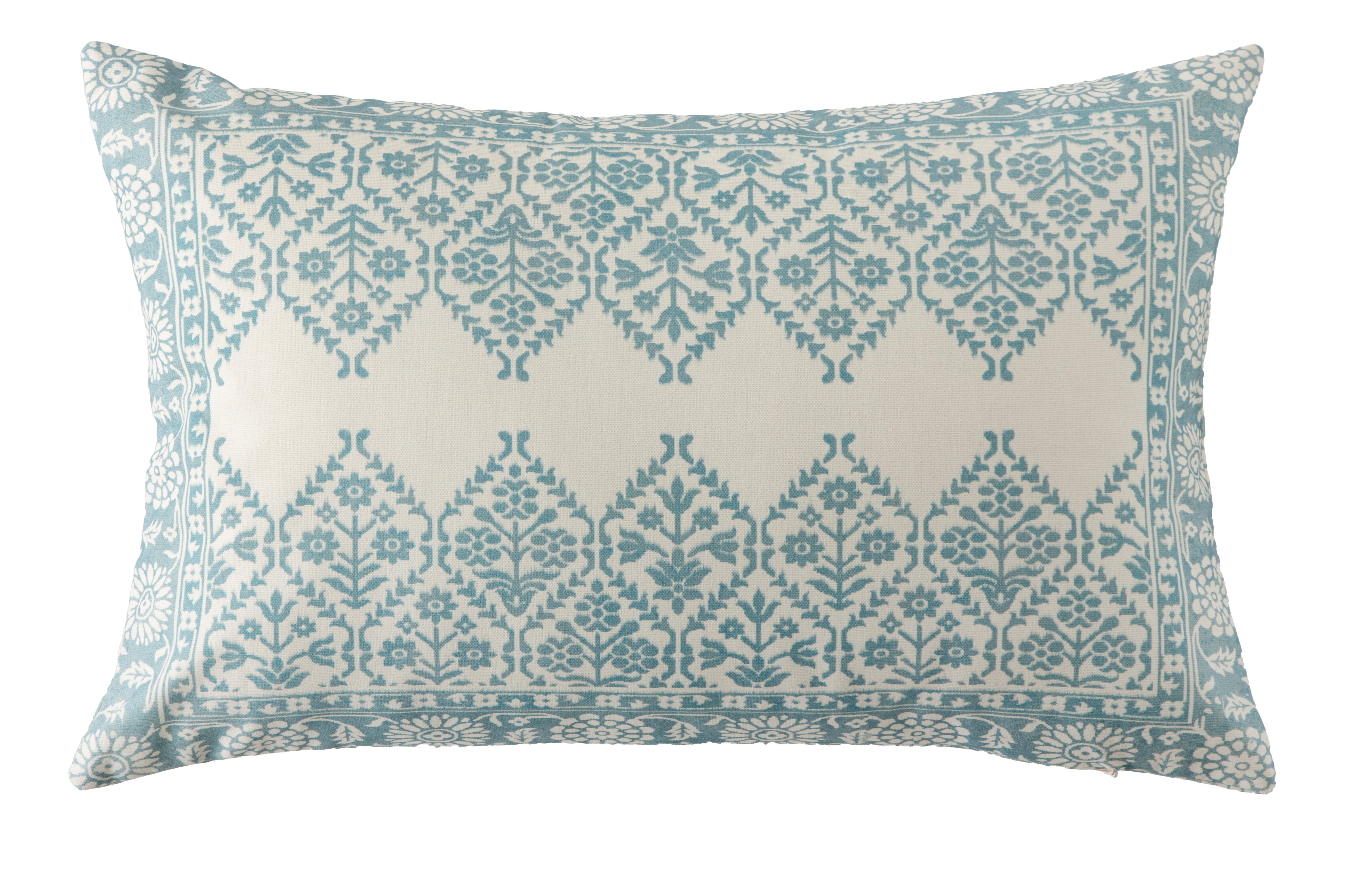 Cojín decorativo rectangular new balkaian journey flor algodón, lino azul 40x60cm