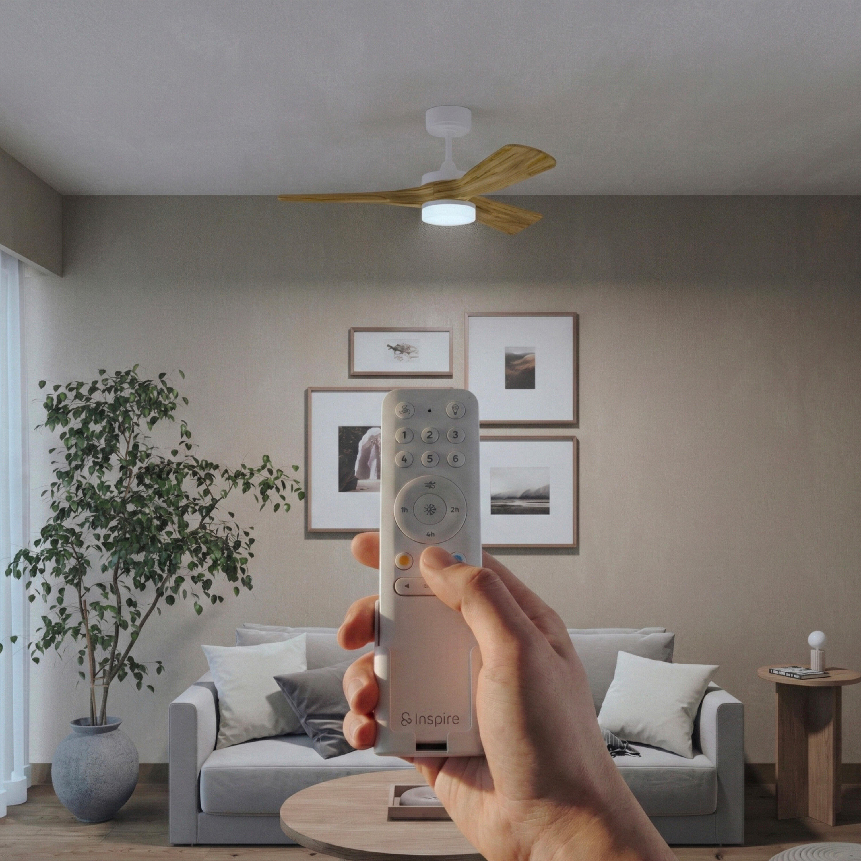 Ventilador de techo con luz silencioso DC 37W con mando ø112 cm Chris INSPIRE blanco luz CCT 3 aspas| 6 velocidades| modo verano/invierno| brisa| temporizador| recomendado de 13 a 20m² - 5