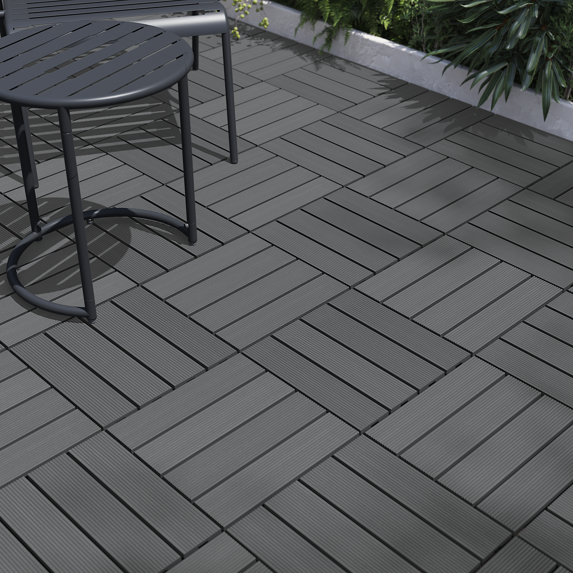 Piastrella d'appoggio a incastro da esterno in composito di legno e plastica (wpc) effetto legno grigio L 30 x L 30 cm x Sp. 23 mm Renala - 3