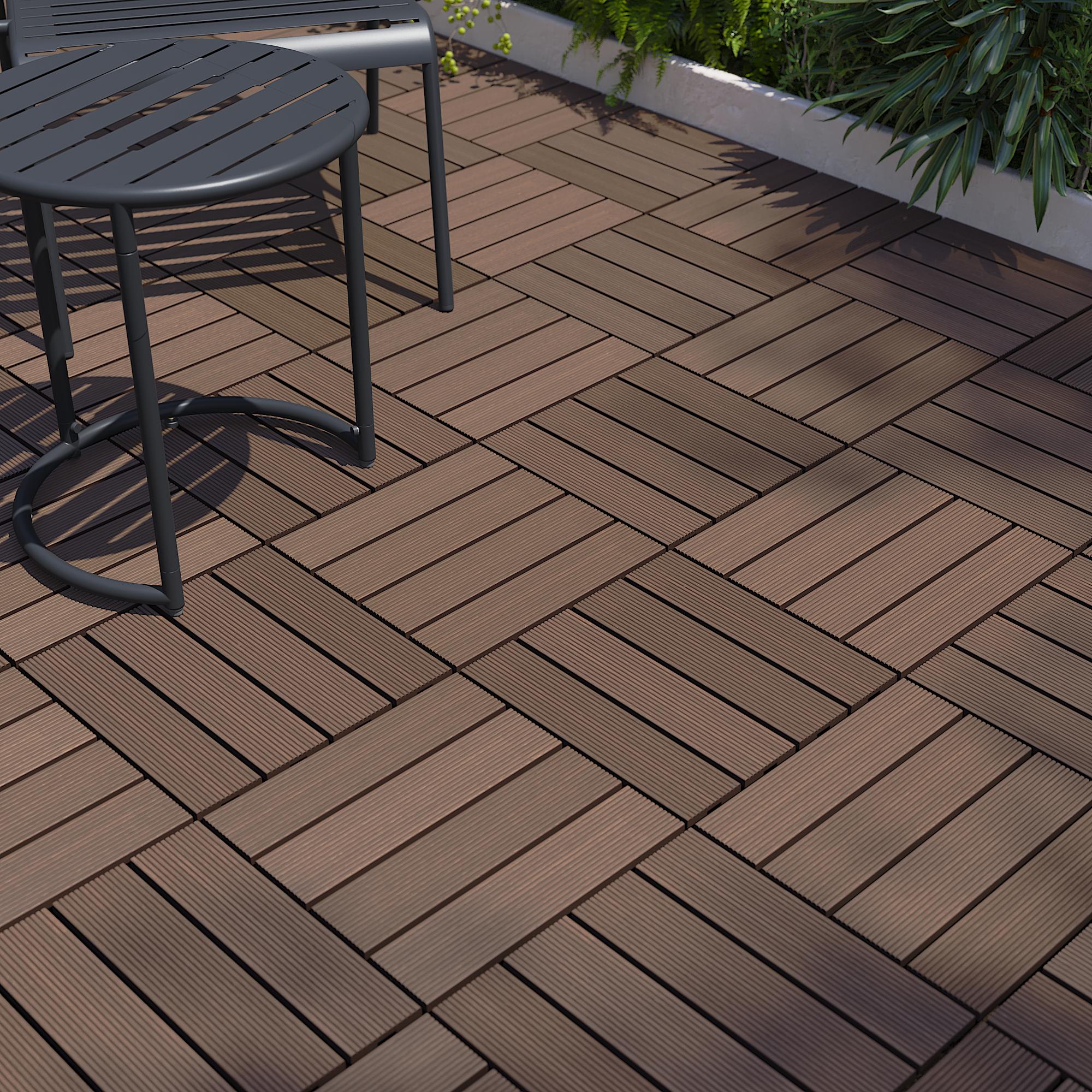 Dalle clipsable composite résine et bois Renala, marron, L.30 x l.30 x Ep.23 mm - 4