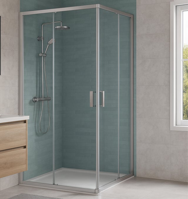 MAMPARA DE DUCHA ANGULAR CORREDERA ROCA URA NEW 70CM PLATA